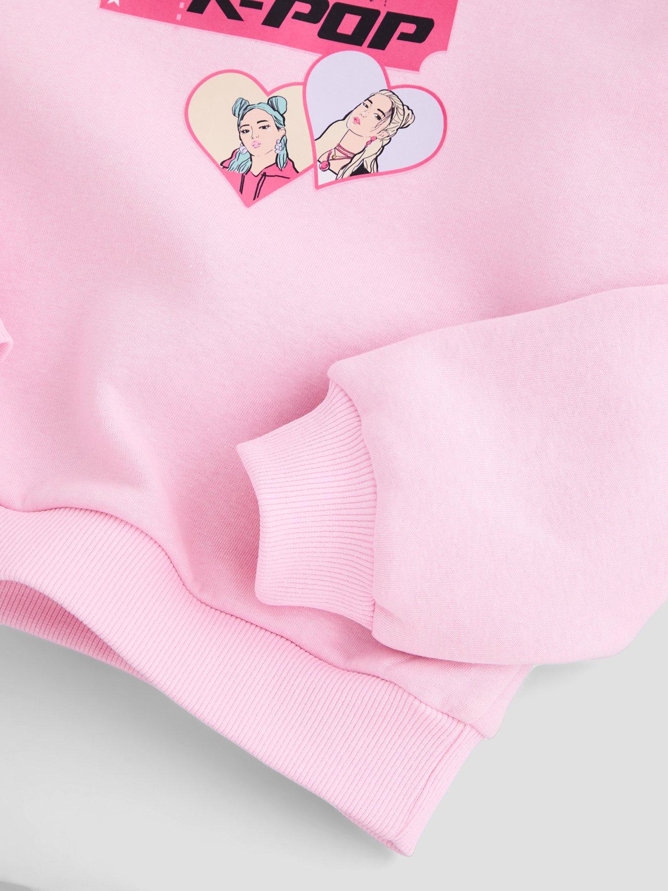 Image 4 of 6 of The Very Collection Girls K-Pop Graphic Hoodie - Pink