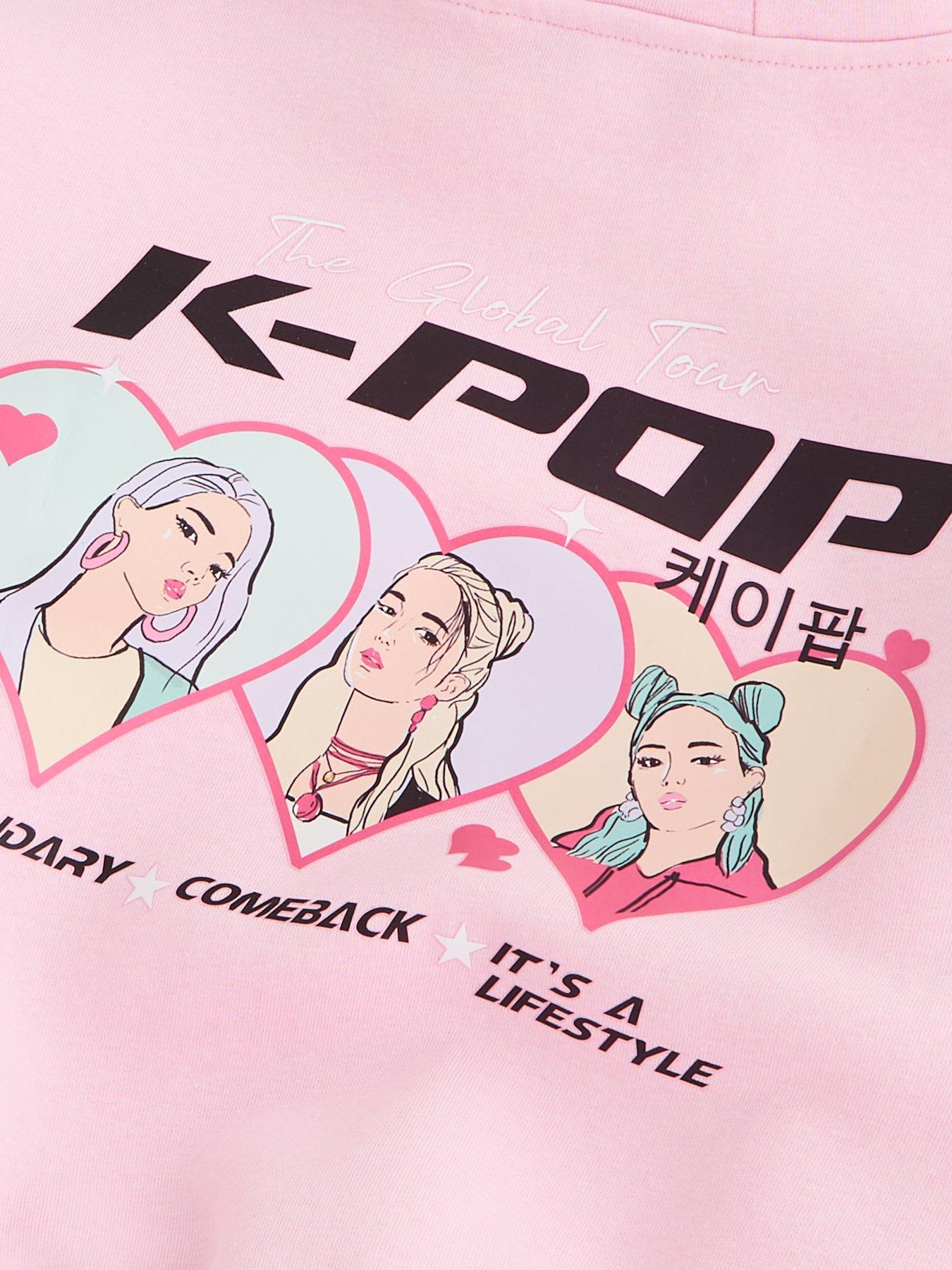 Image 6 of 6 of The Very Collection Girls K-Pop Graphic Hoodie - Pink