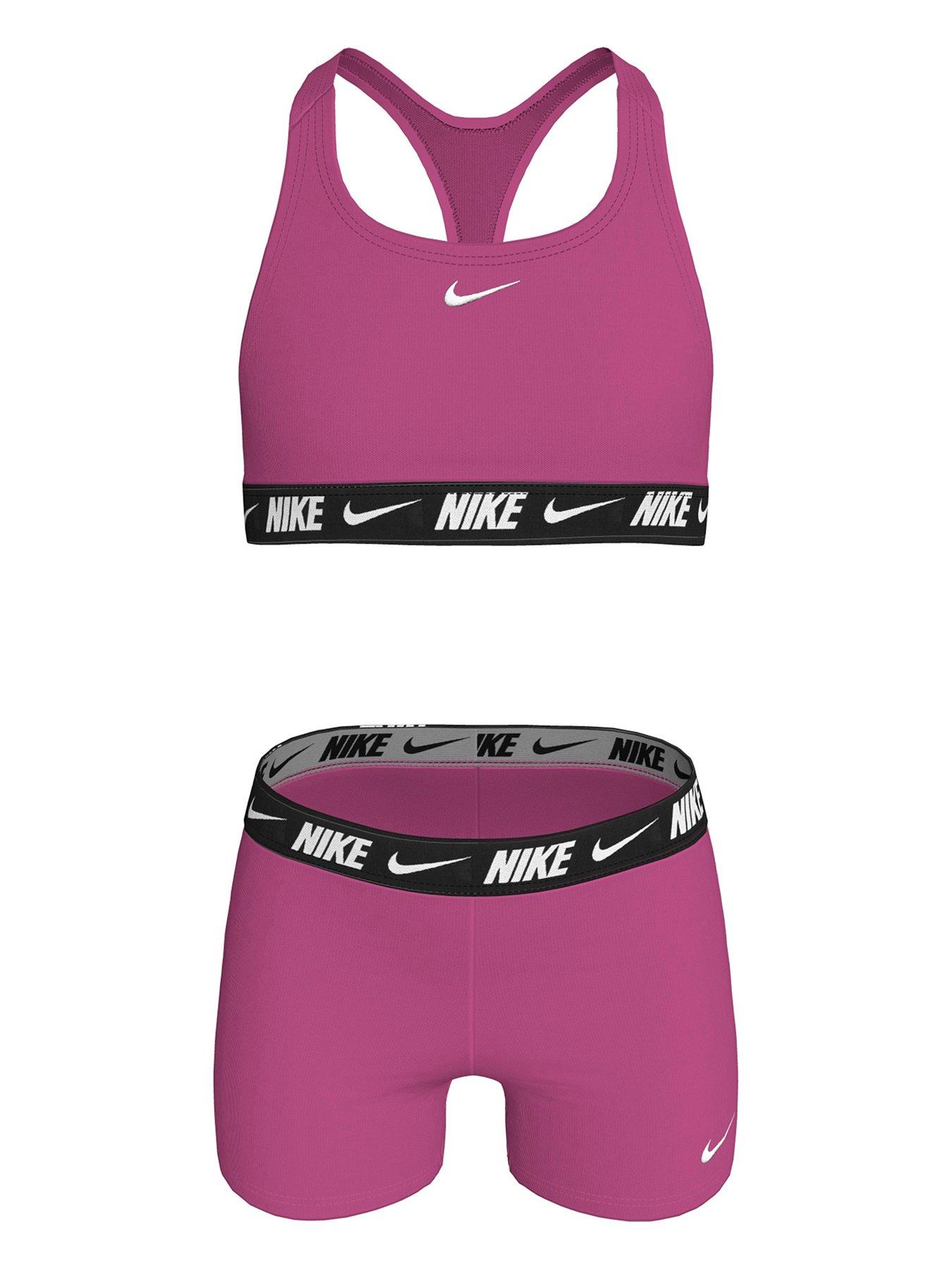 Nike Junior Girls Racerback Bikini  &  Short Set - Pink