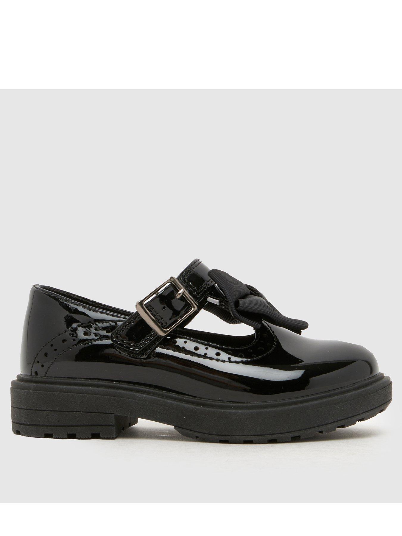 Image 1 of 4 of Schuh Patent Bow T-Bar School Shoes - Black