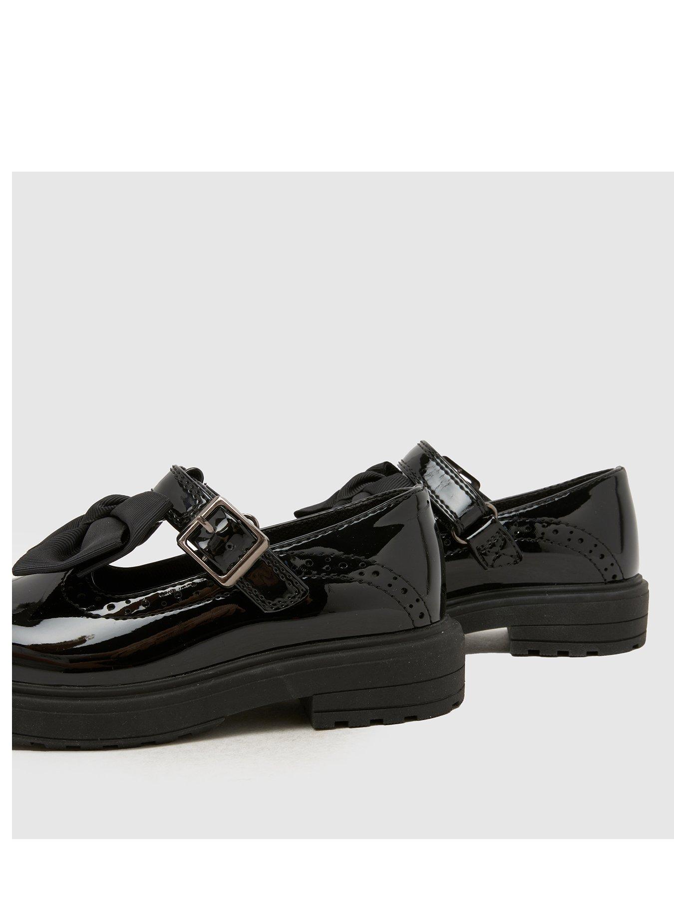 Image 2 of 4 of Schuh Patent Bow T-Bar School Shoes - Black
