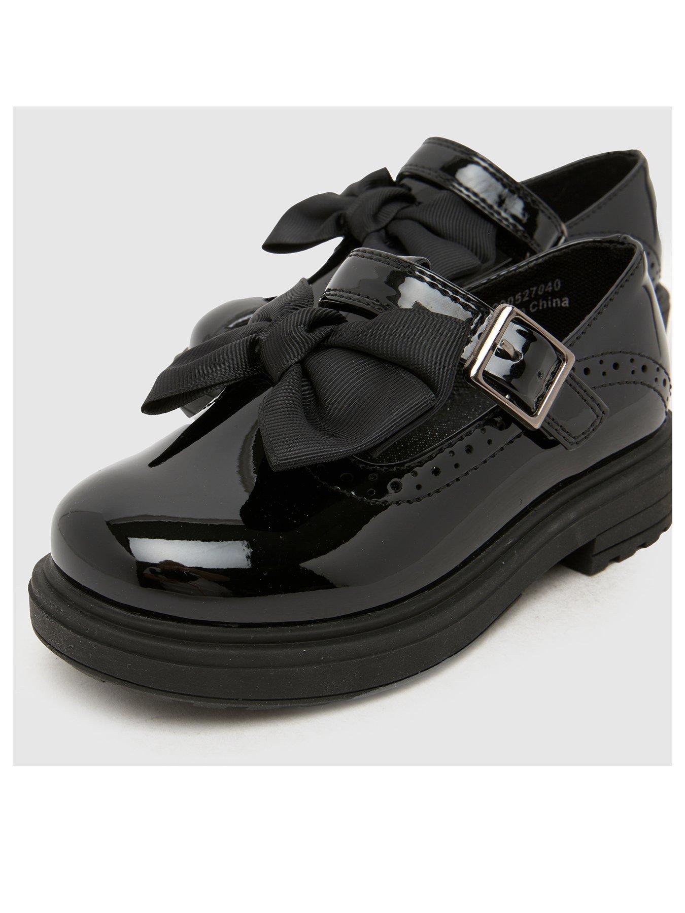 Image 3 of 4 of Schuh Patent Bow T-Bar School Shoes - Black