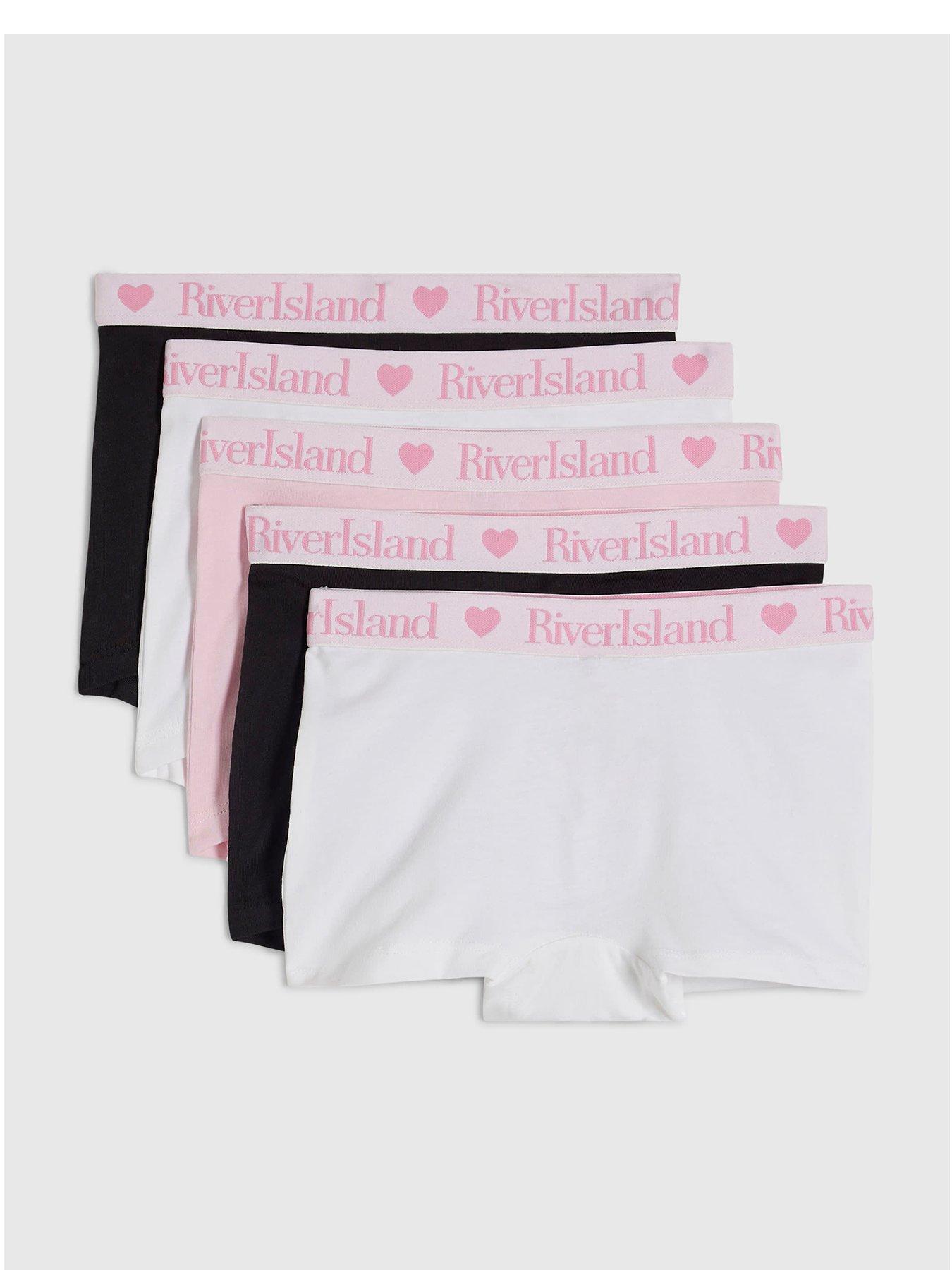 River Island Girls Elasticated Pack Of 5 Briefs - Black