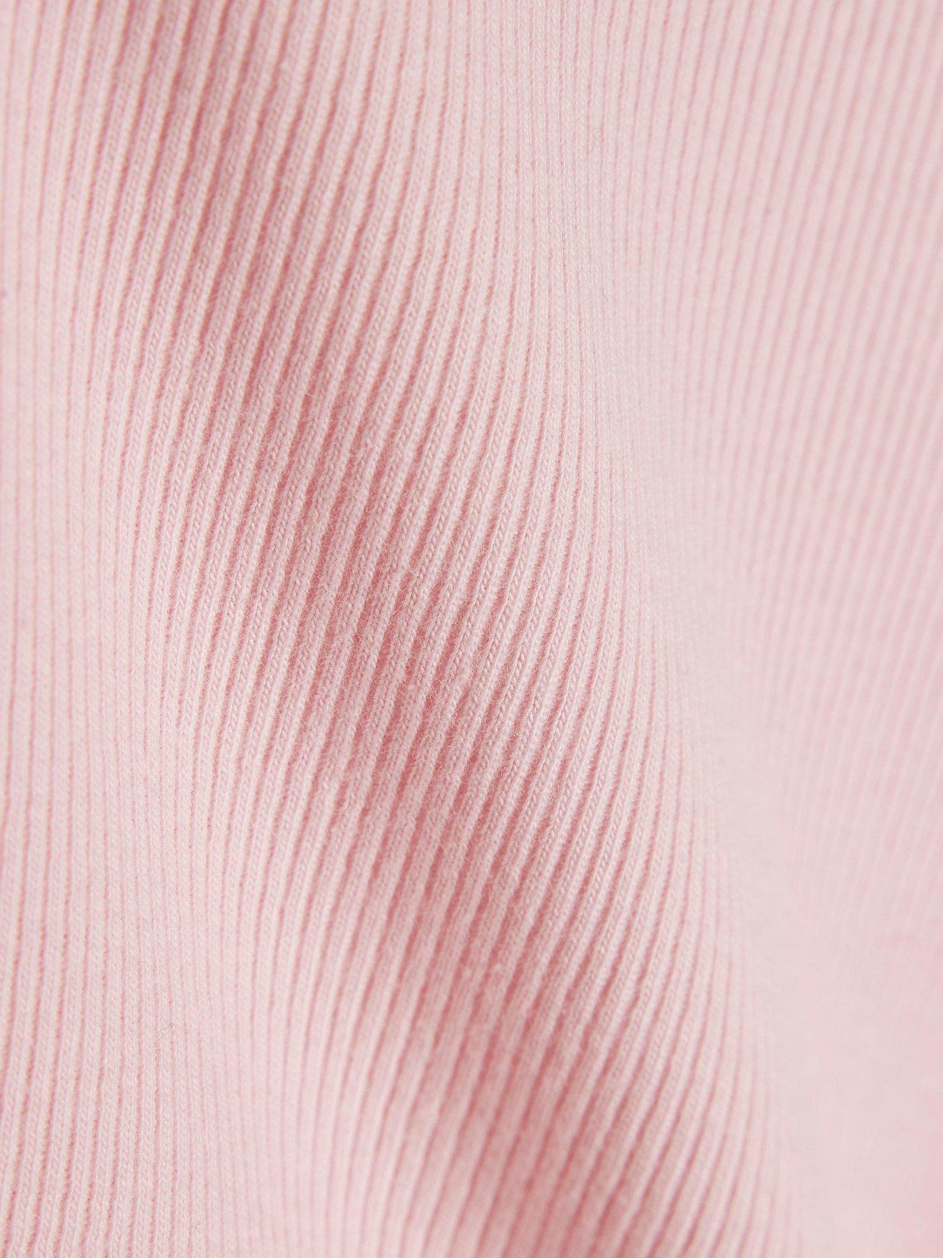 Image 3 of 4 of River Island Girls Scallop Edge Ribbed T-Shirt - Pink