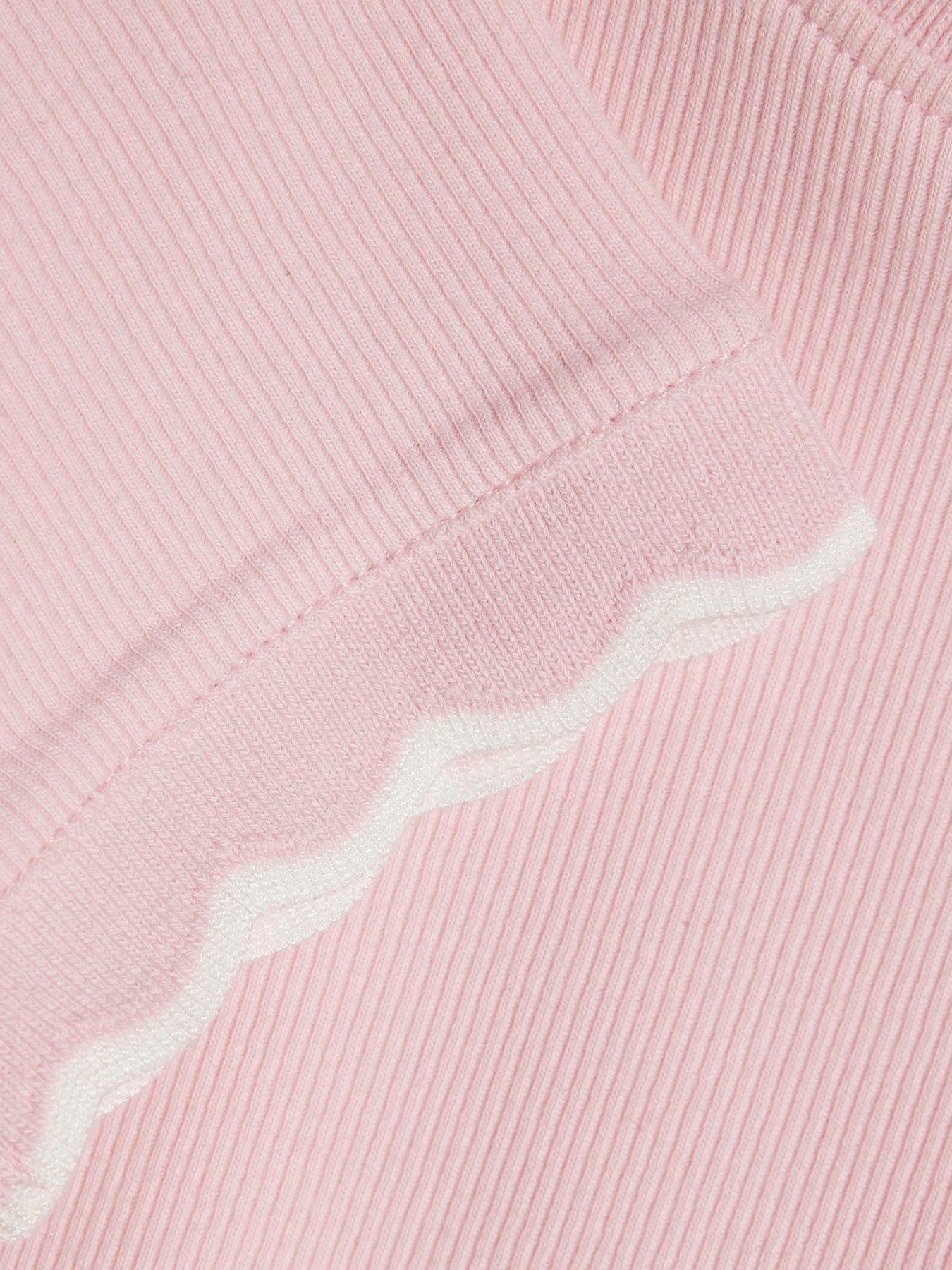 Image 4 of 4 of River Island Girls Scallop Edge Ribbed T-Shirt - Pink