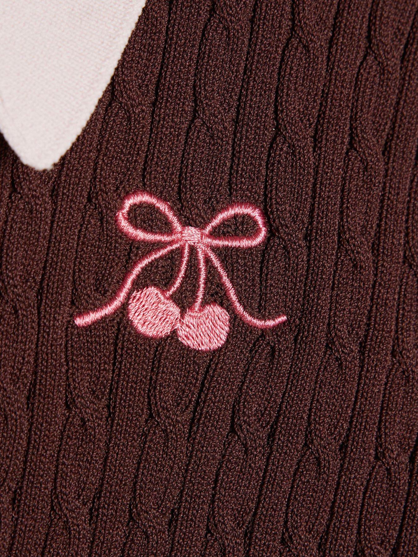 Image 4 of 4 of River Island Girls Tipped Polo Shirt - Brown