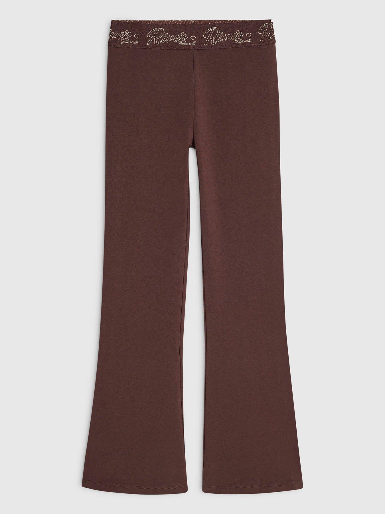 Image 1 of 4 of River Island Girls RI Flared Leggings - Brown