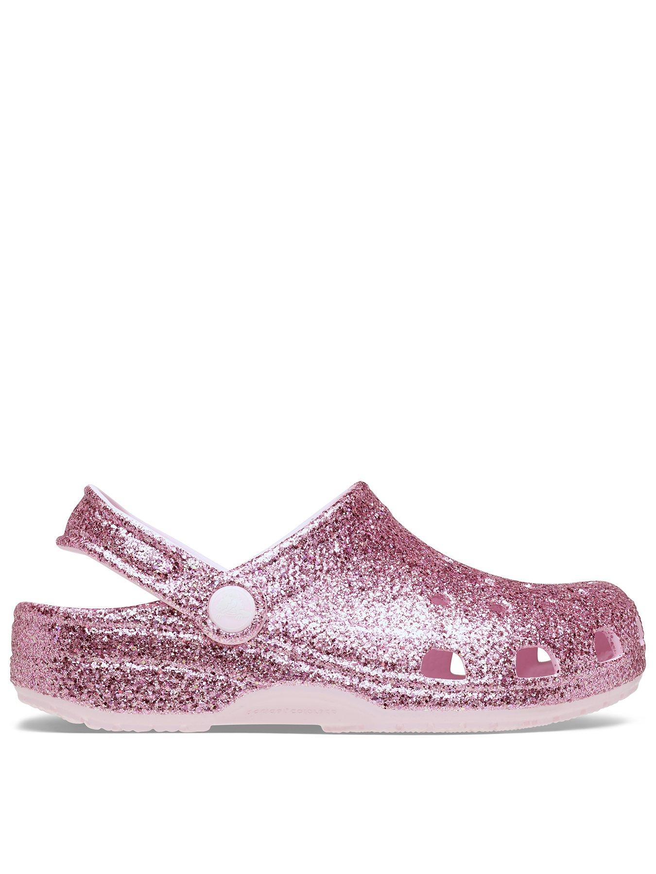 Crocs Kids Classic Chunky Glitter Clog - Pink Milk