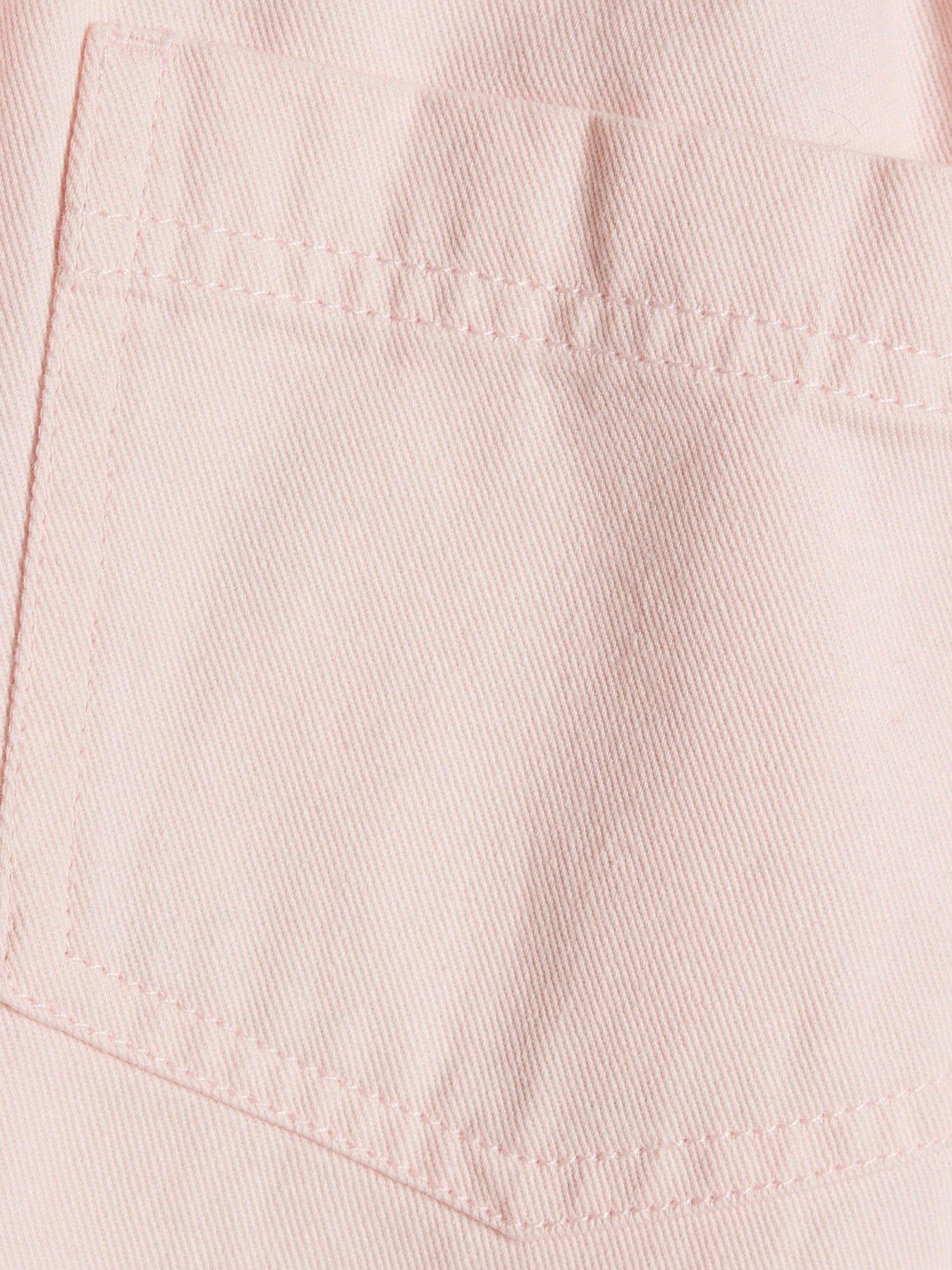 Image 3 of 4 of River Island Girls Pink Drawstring Wide Leg Jeans - Pink