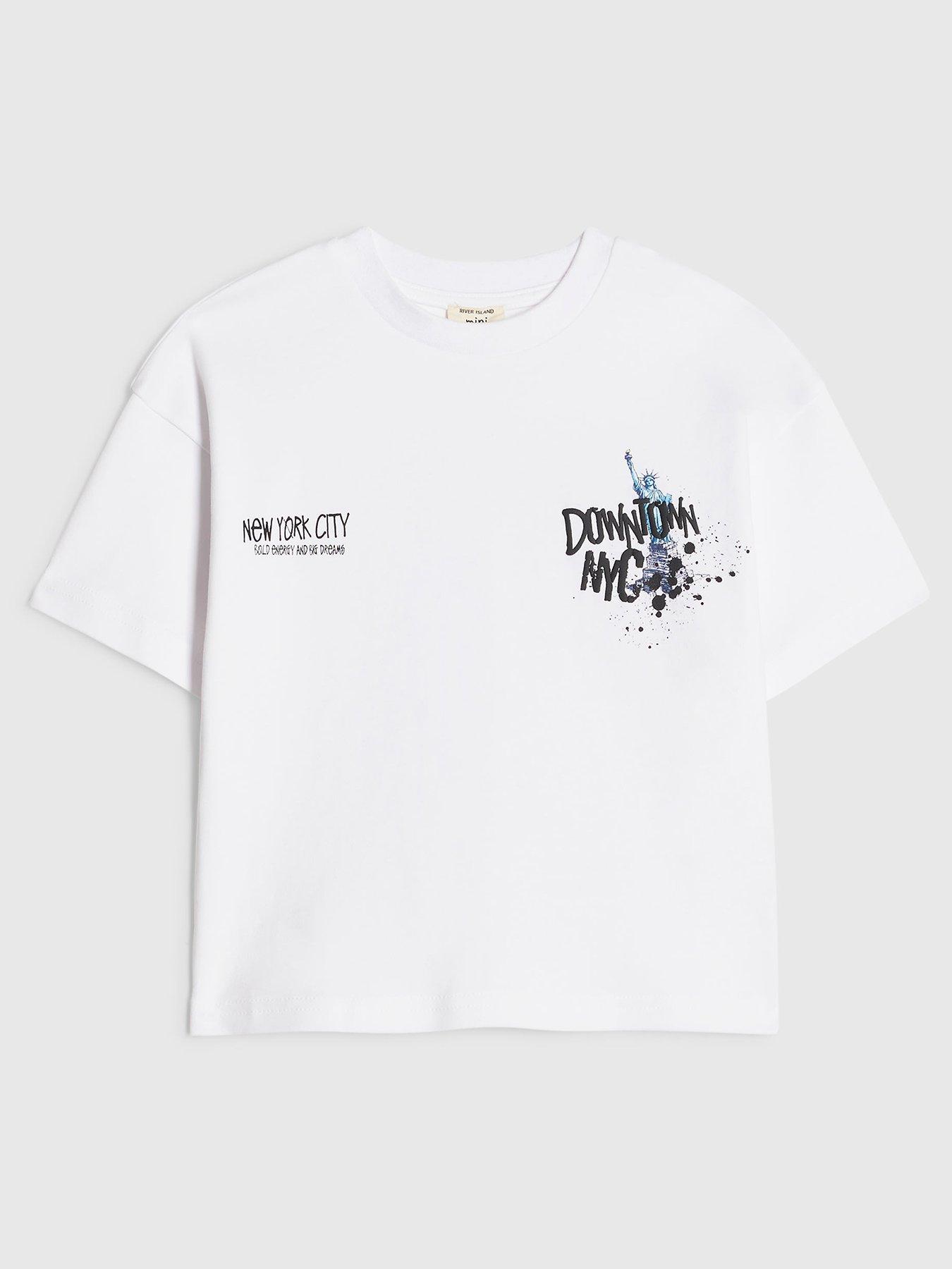 River Island Mini Boys Downtown Nyc Graphic T-Shirt - White