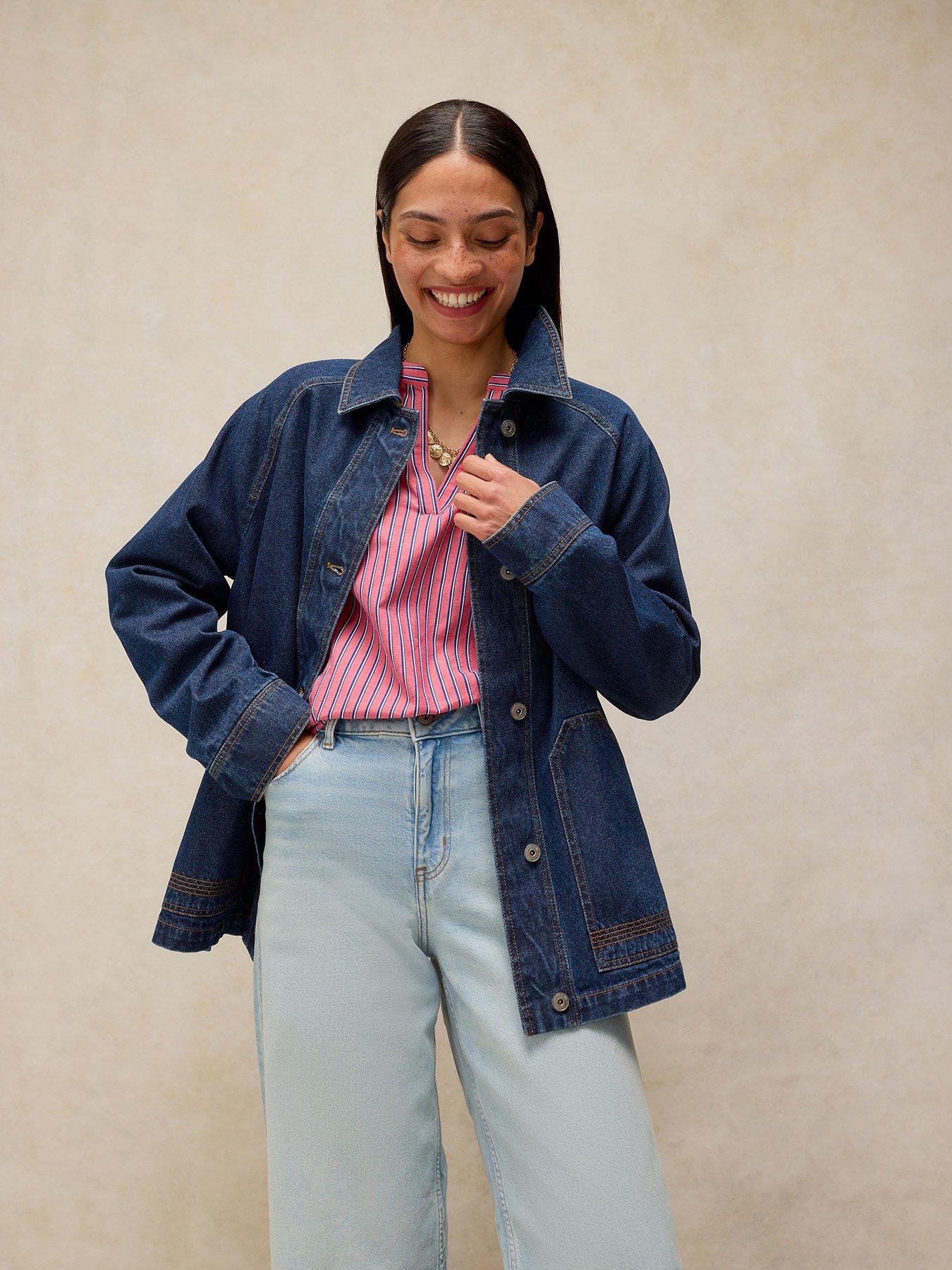 Image 1 of 6 of White Stuff Benny Denim Barn Jacket - Blue