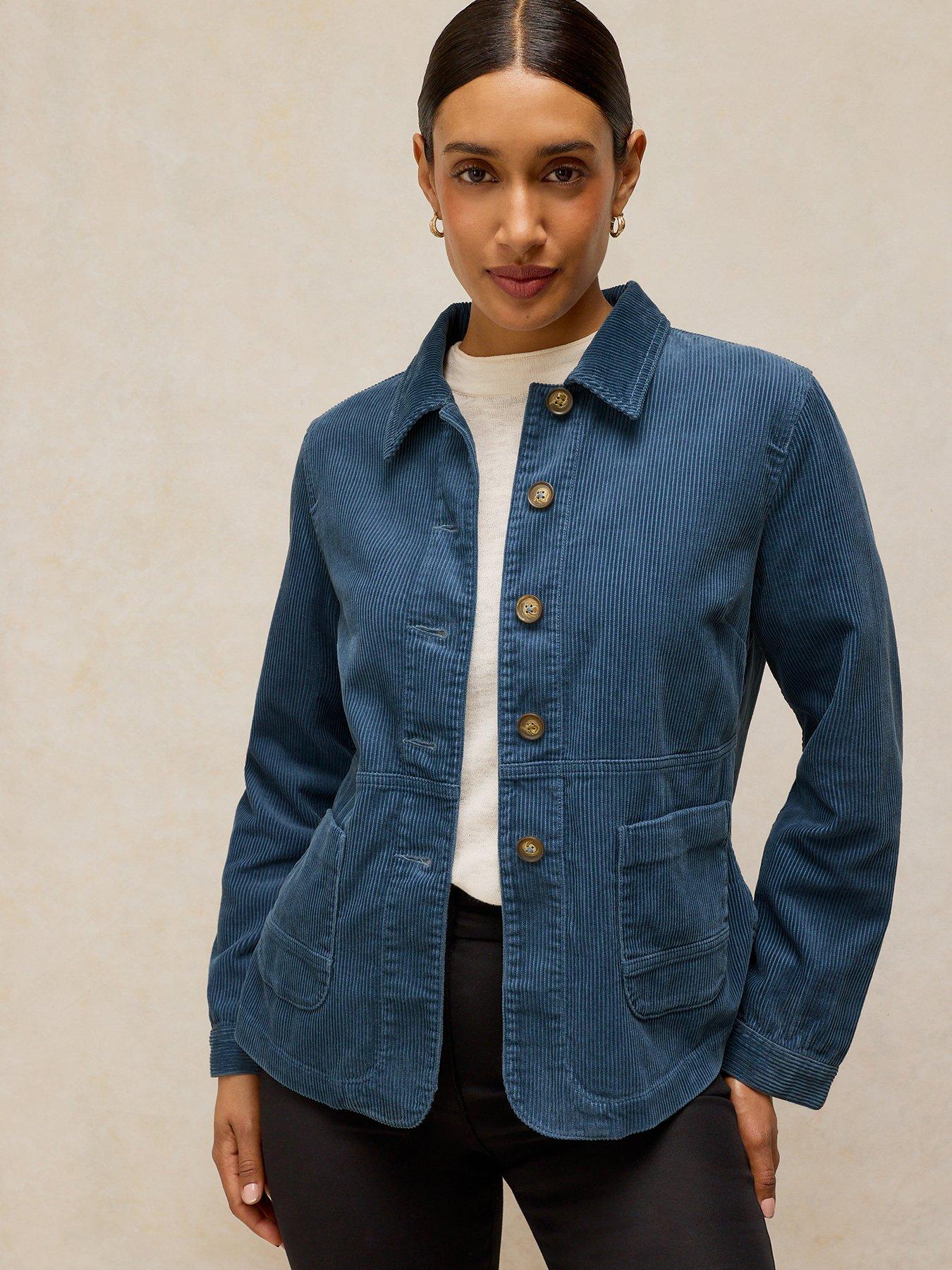 White Stuff Carrie Cord Long Sleeve Jacket - Blue