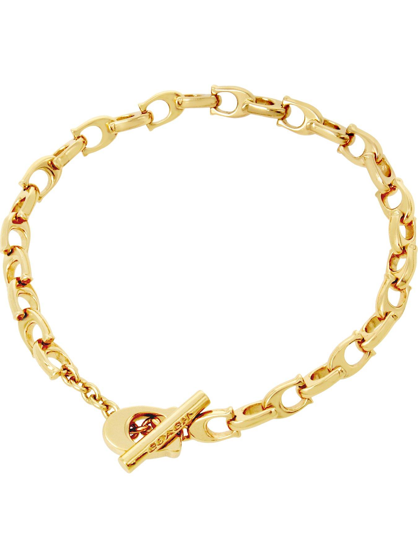 COACH Signature C Chain Link Bracelet - Yellow Gold Tone