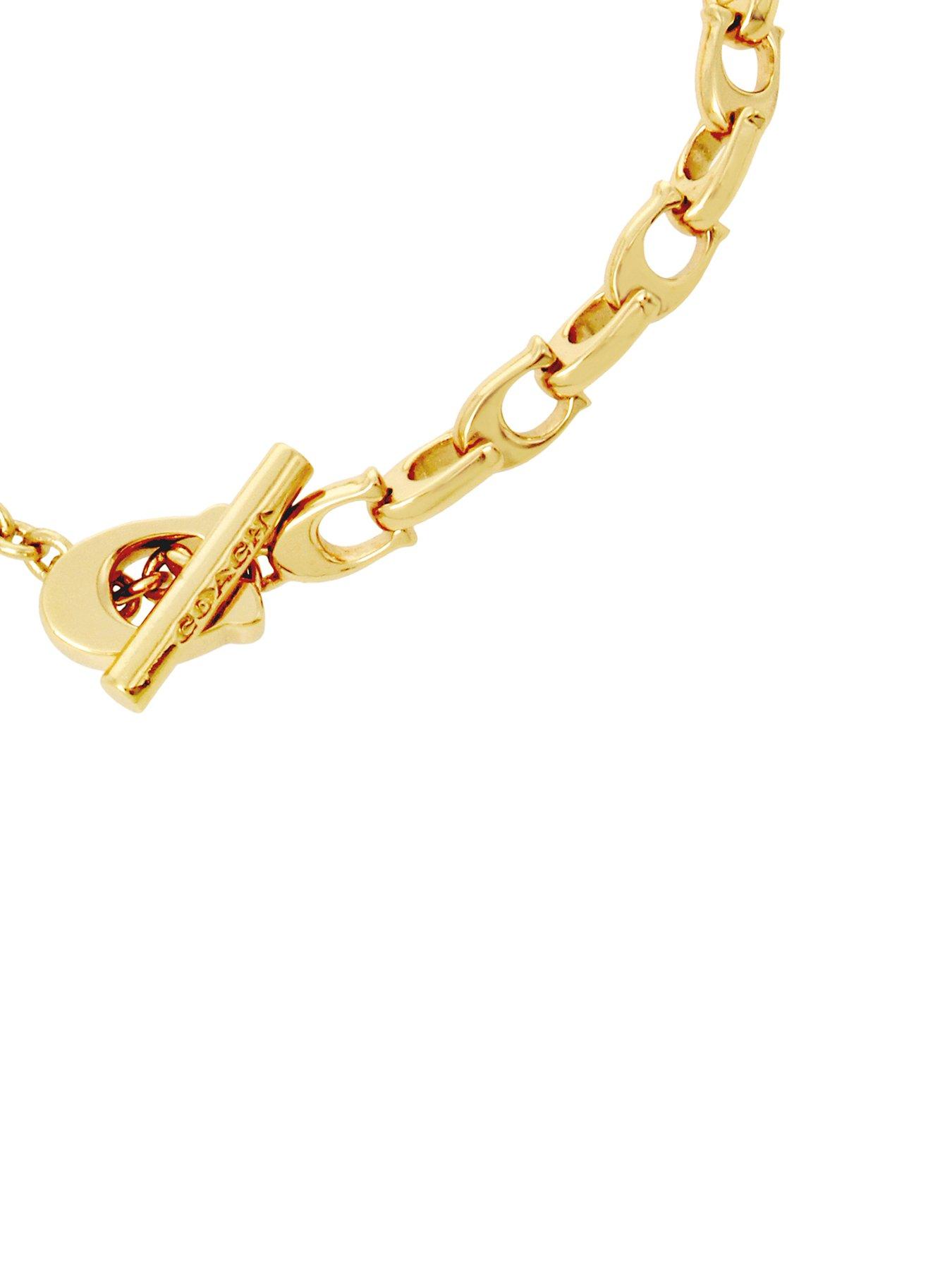 Image 2 of 3 of COACH Signature C Chain Link Bracelet - Yellow Gold Tone
