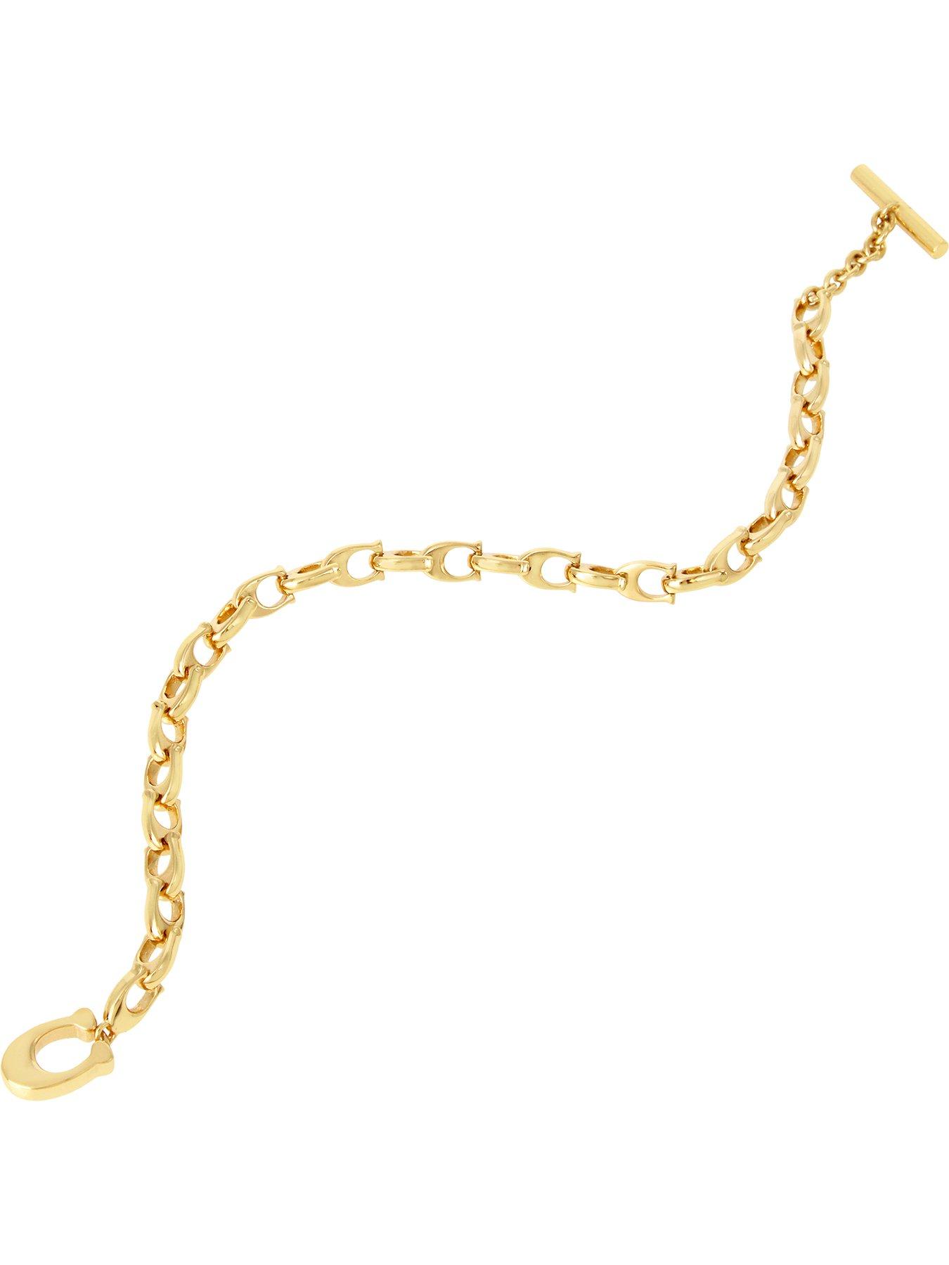 Image 3 of 3 of COACH Signature C Chain Link Bracelet - Yellow Gold Tone