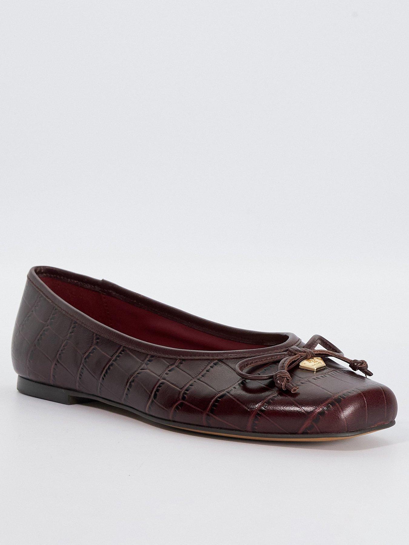 Dune London Harllowe Bow And Metal Charm Trim Ballerina - Dark Red