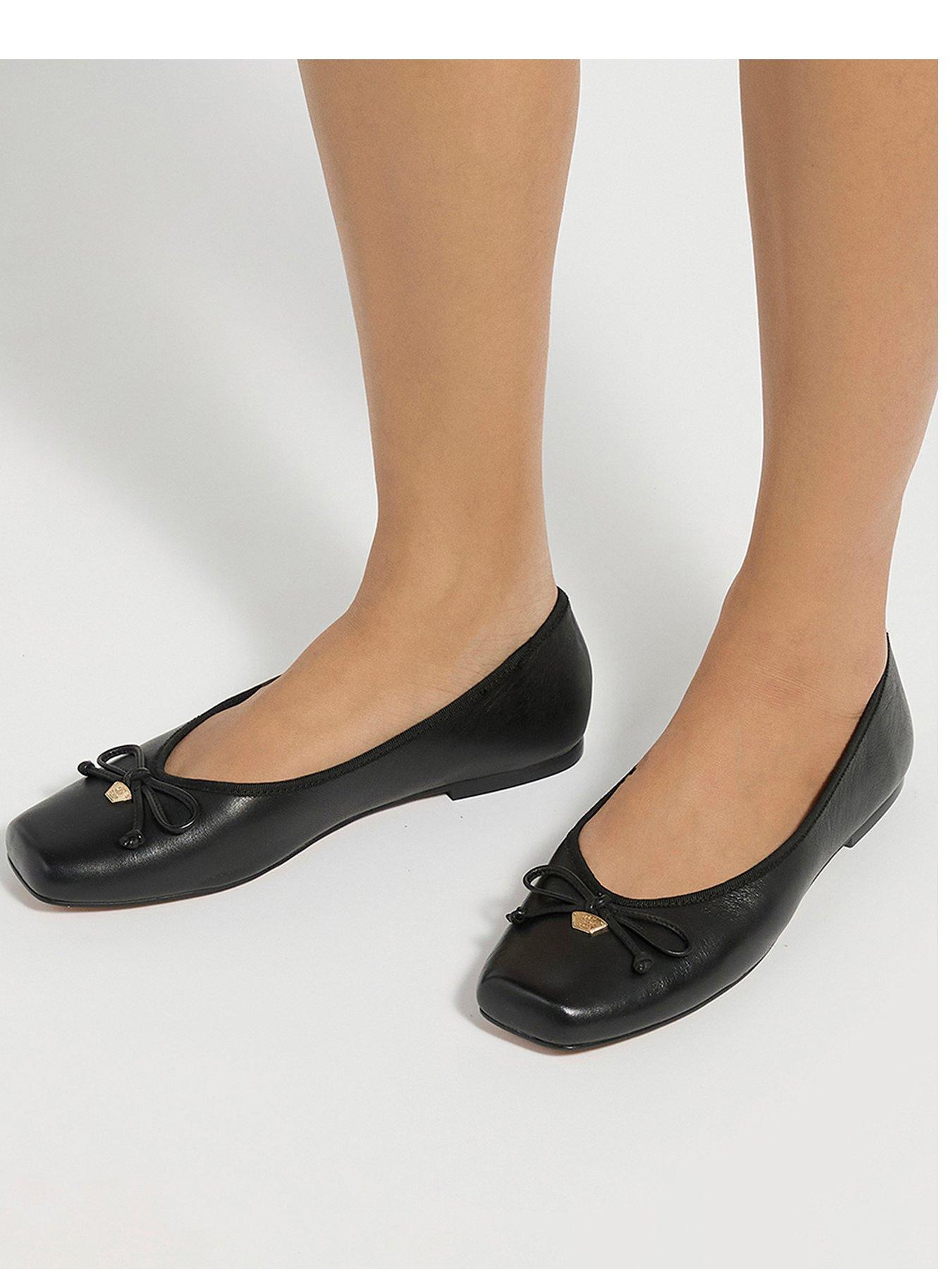 Dune London Harllowe Bow And Metal Charm Trim Ballerina - Black