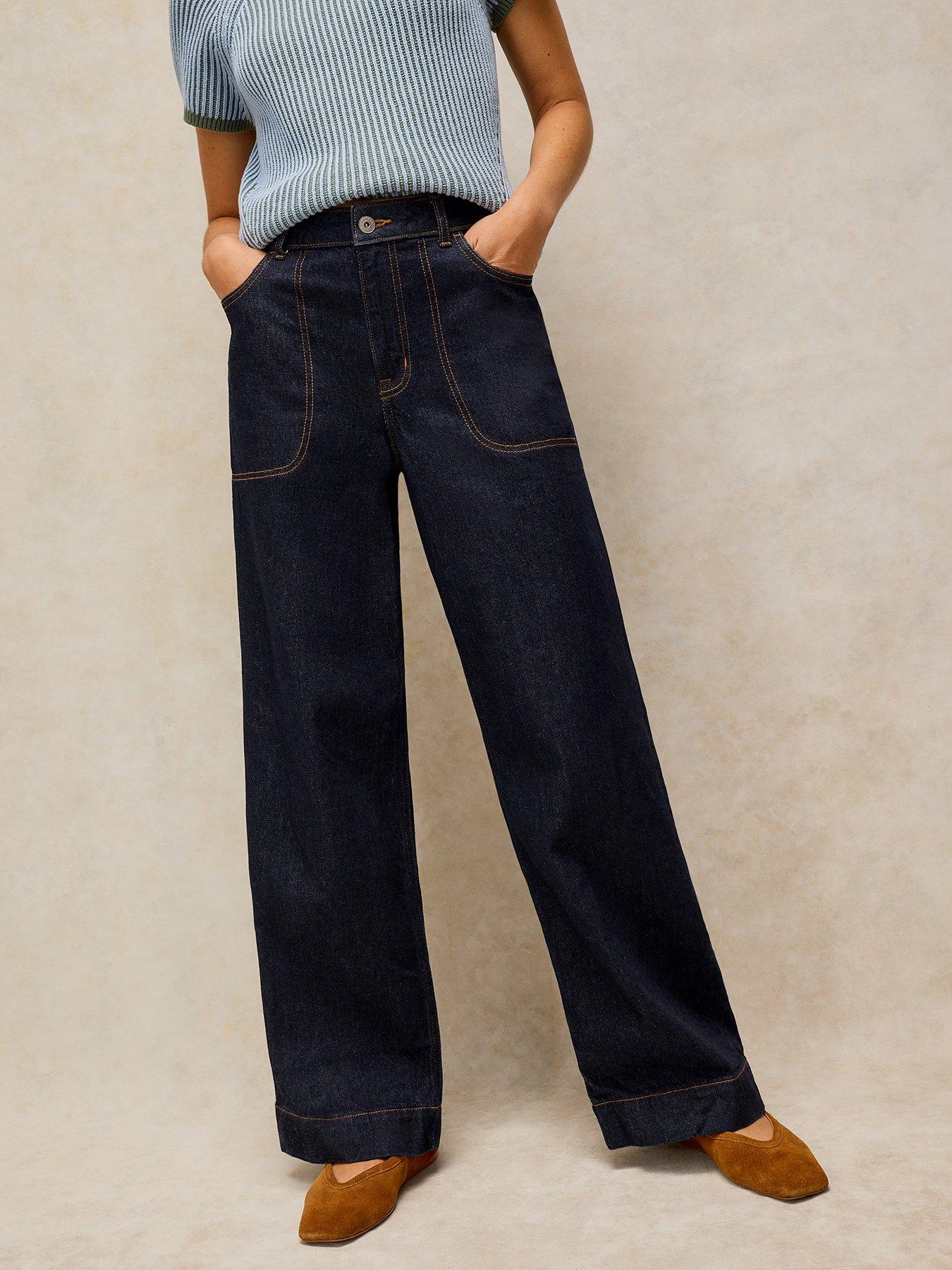 Image 1 of 5 of White Stuff Tia Wide Leg Jeans - Blue