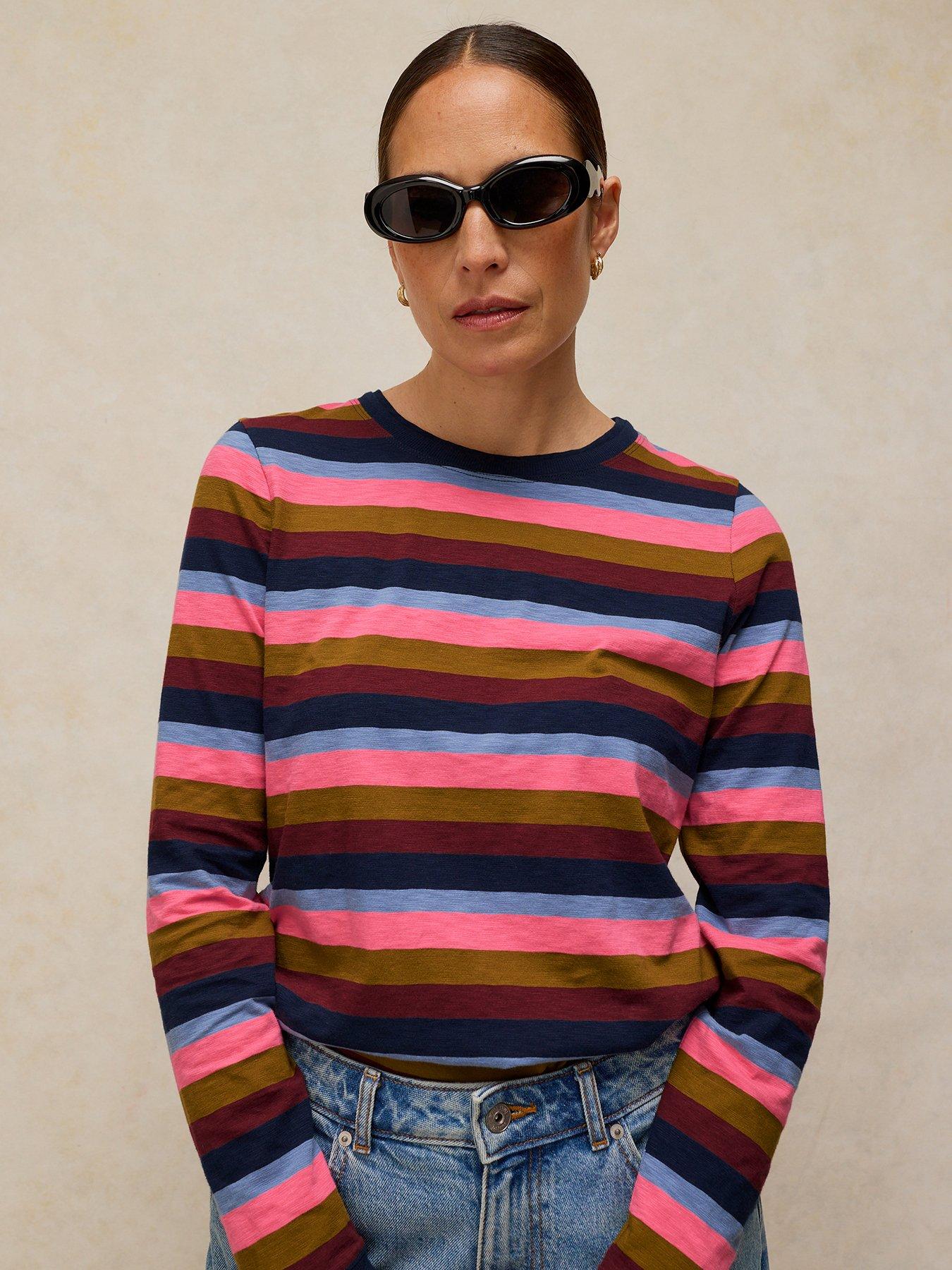 White Stuff Clara Stripe Long Sleeve Tee - Pink