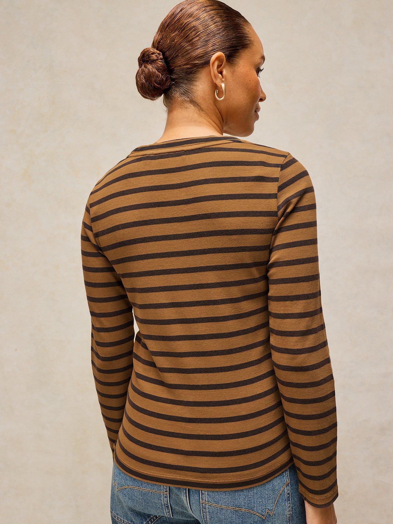Image 2 of 5 of White Stuff Sadie Stripe Long Sleeve Tee - Brown