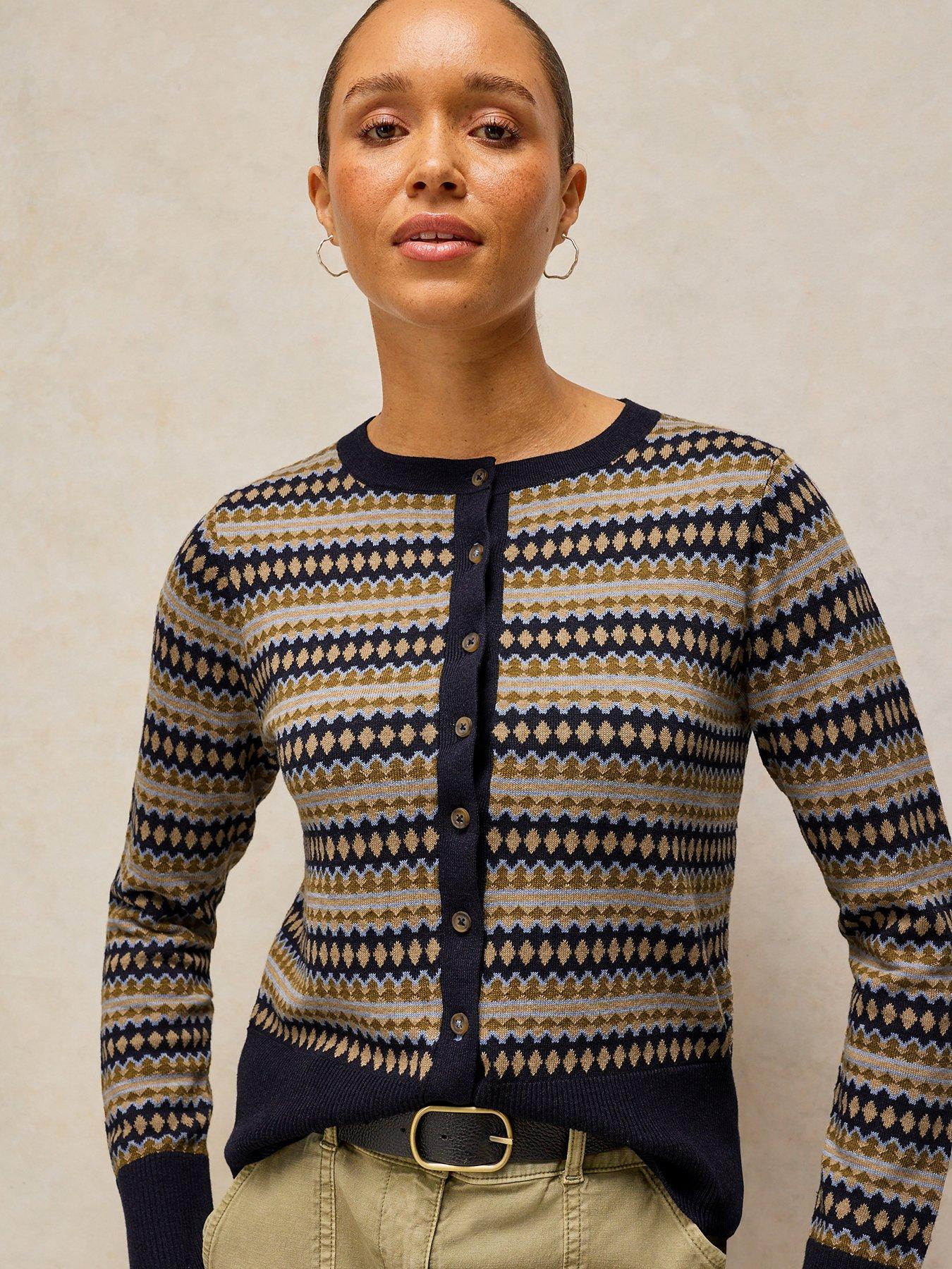 White Stuff Lois Fairisle Crew Neck Cardigan - Multi