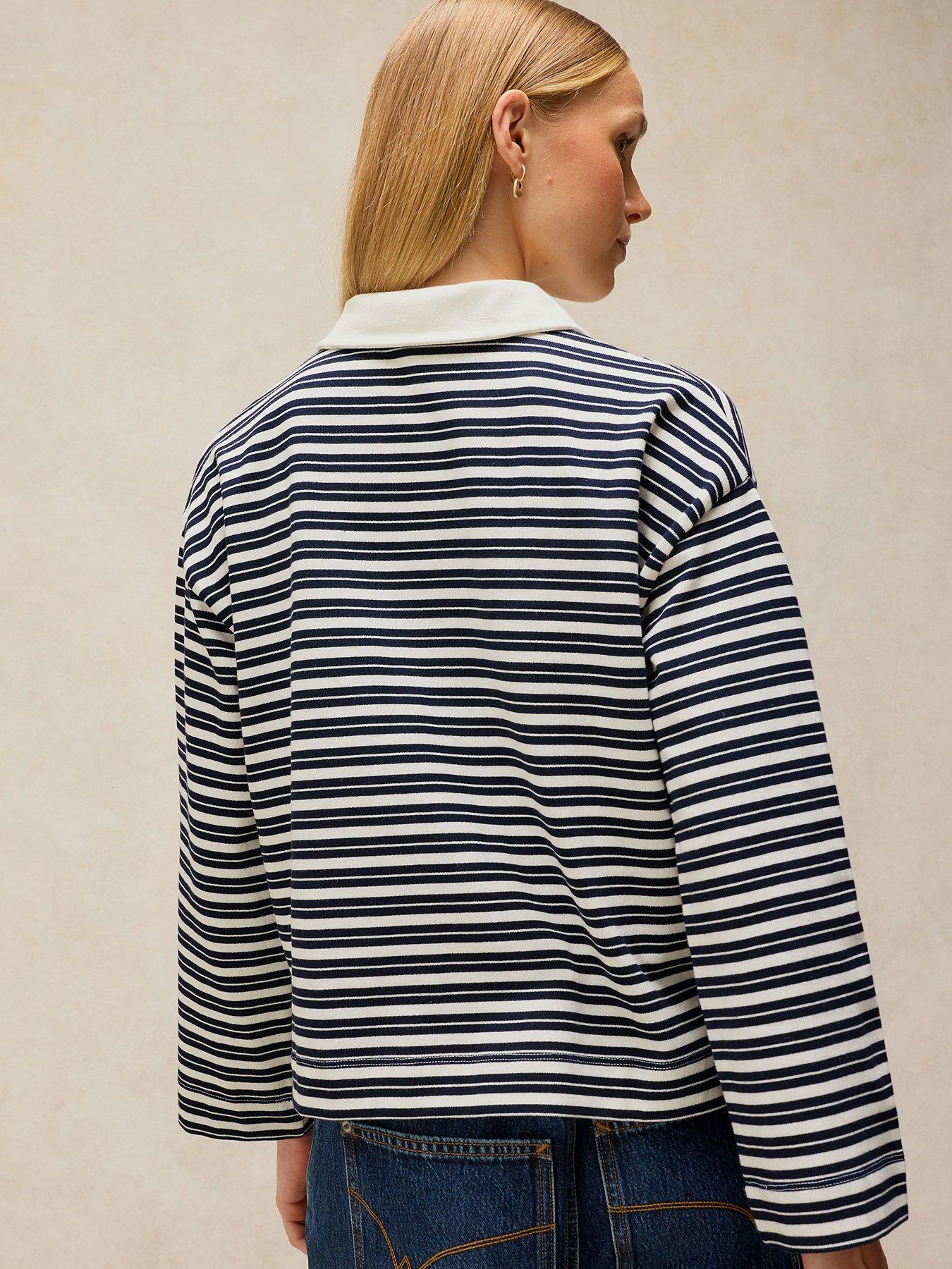 Image 2 of 5 of White Stuff Riley Stripe Long Sleeve Rugby Top - Blue