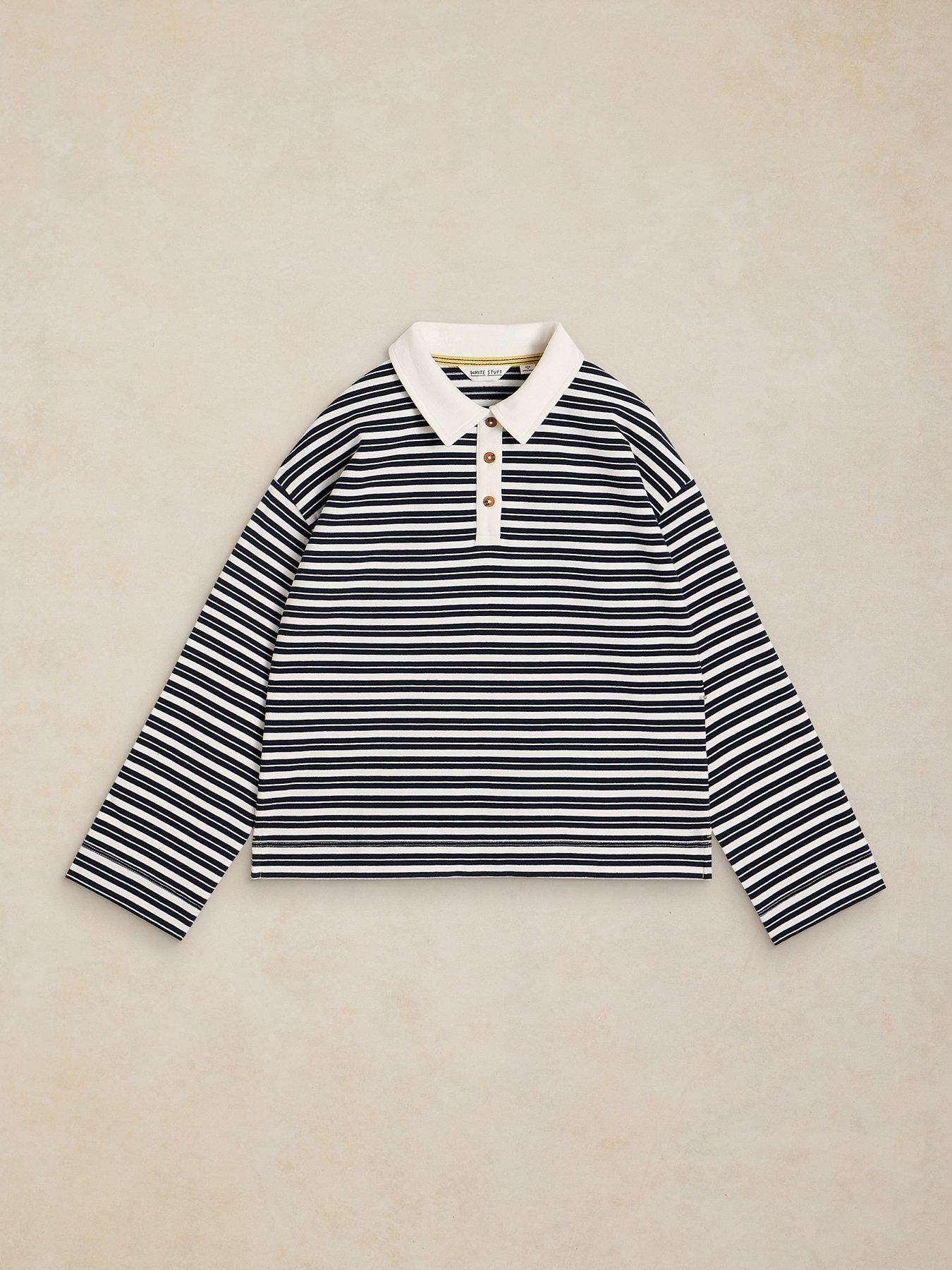 Image 5 of 5 of White Stuff Riley Stripe Long Sleeve Rugby Top - Blue