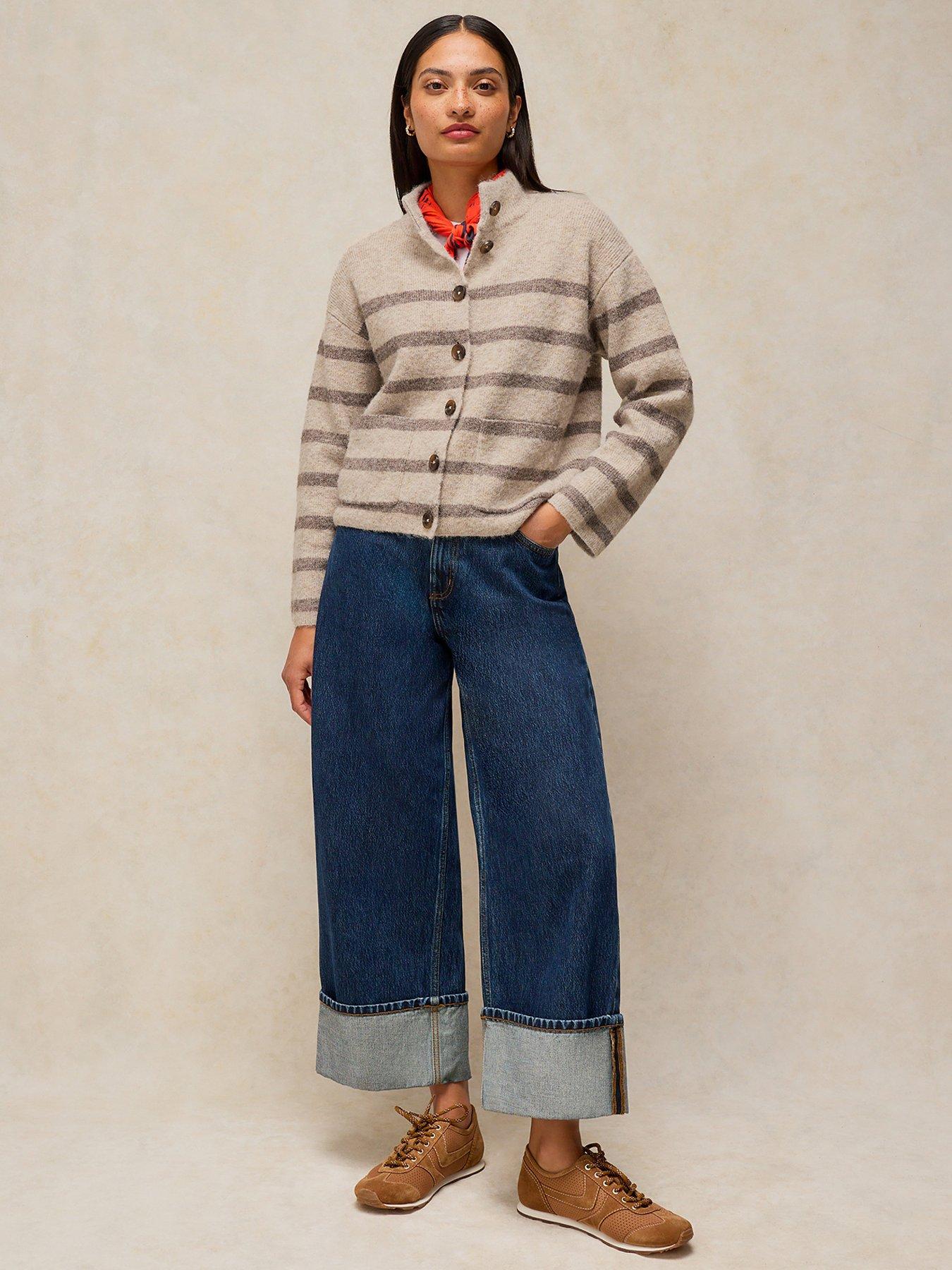 Image 3 of 5 of White Stuff Margot Stripe Button Through Cardigan - Cream