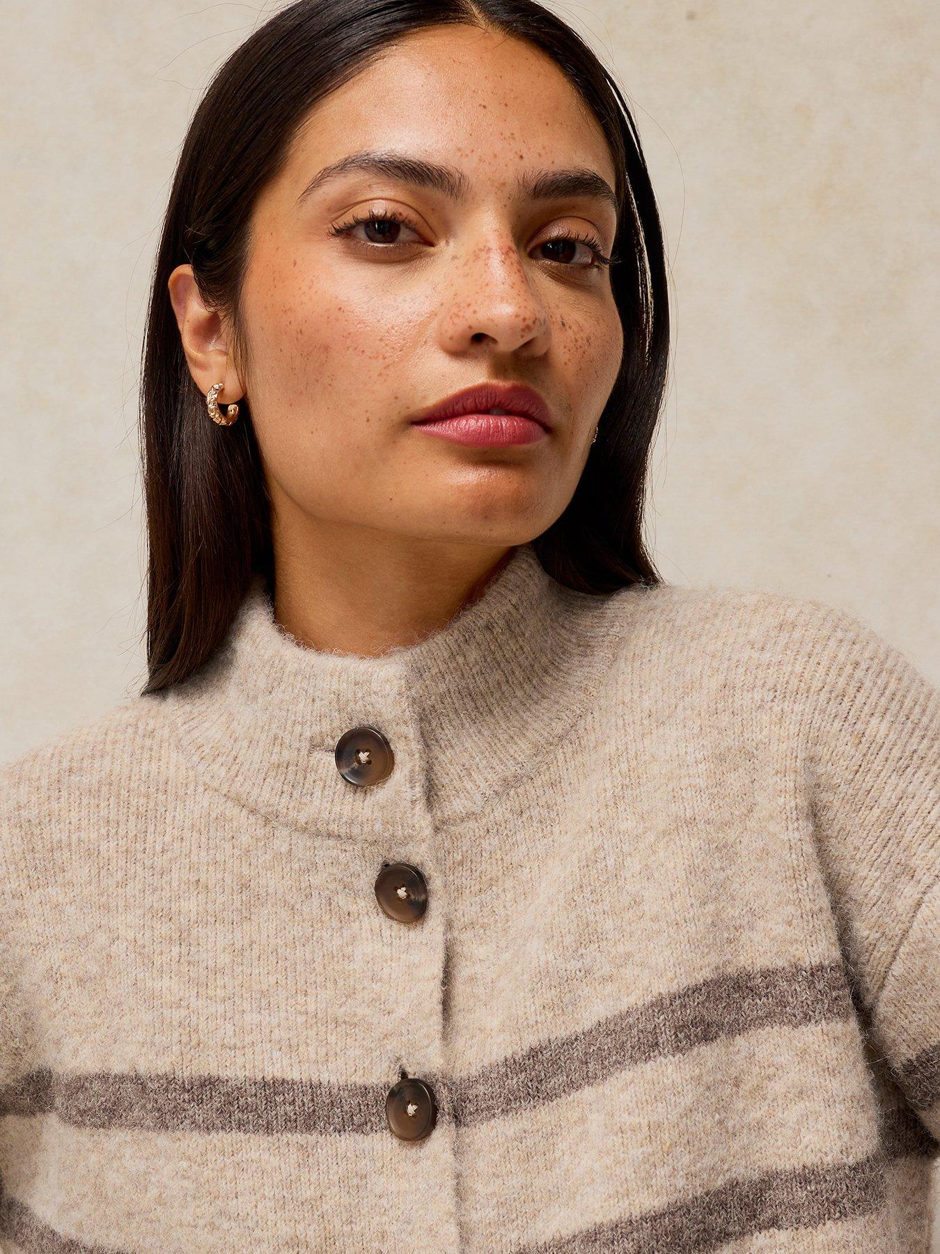 Image 4 of 5 of White Stuff Margot Stripe Button Through Cardigan - Cream