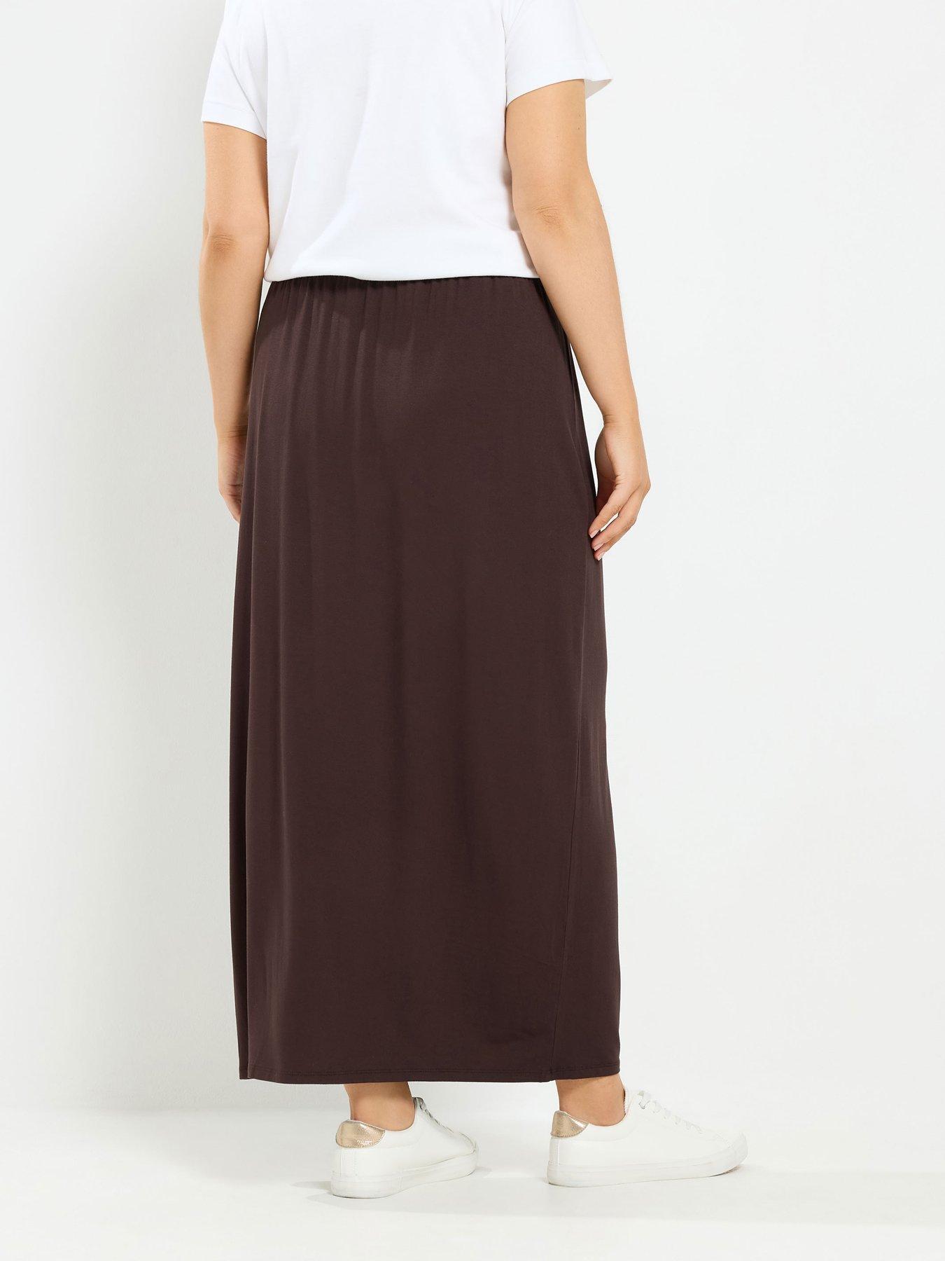 Image 2 of 4 of Yours Curve Tube Maxi Skirt - Brown