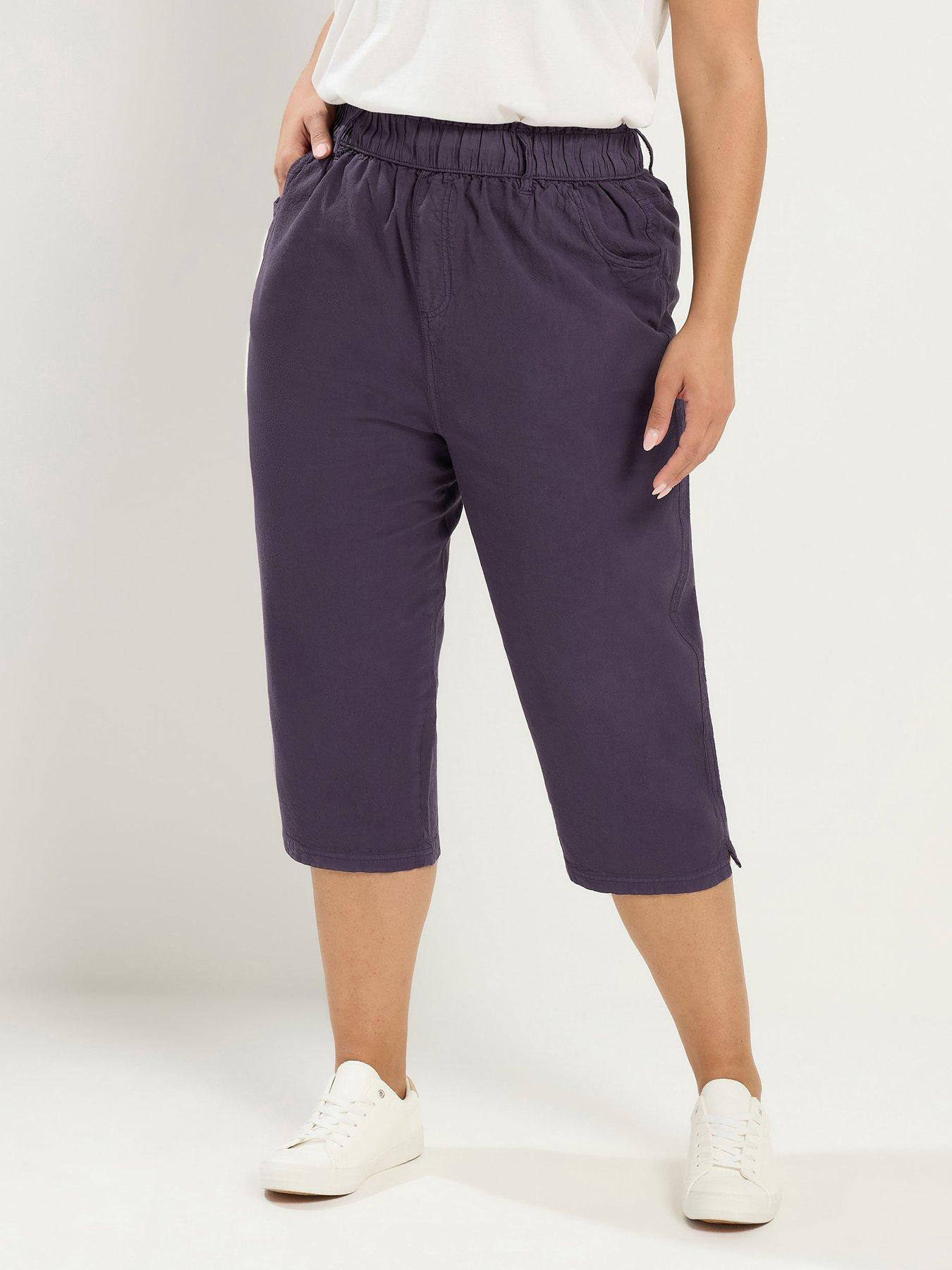 Yours Curve Cropped Trousers - Purple