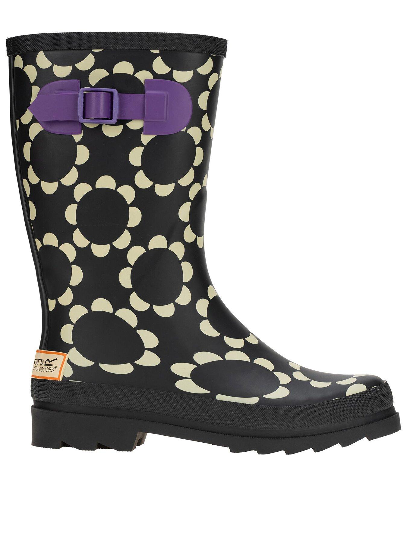 Regatta Womens Orla Quarter Welly Wellies-daisy Hoop Black / Purple