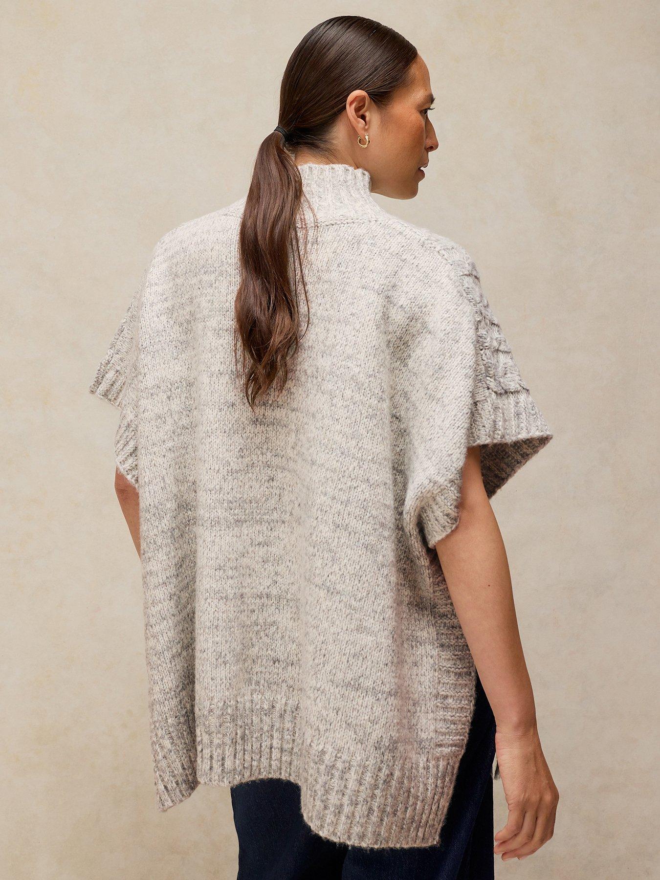 Image 2 of 6 of White Stuff Cable Stitch Poncho - Grey