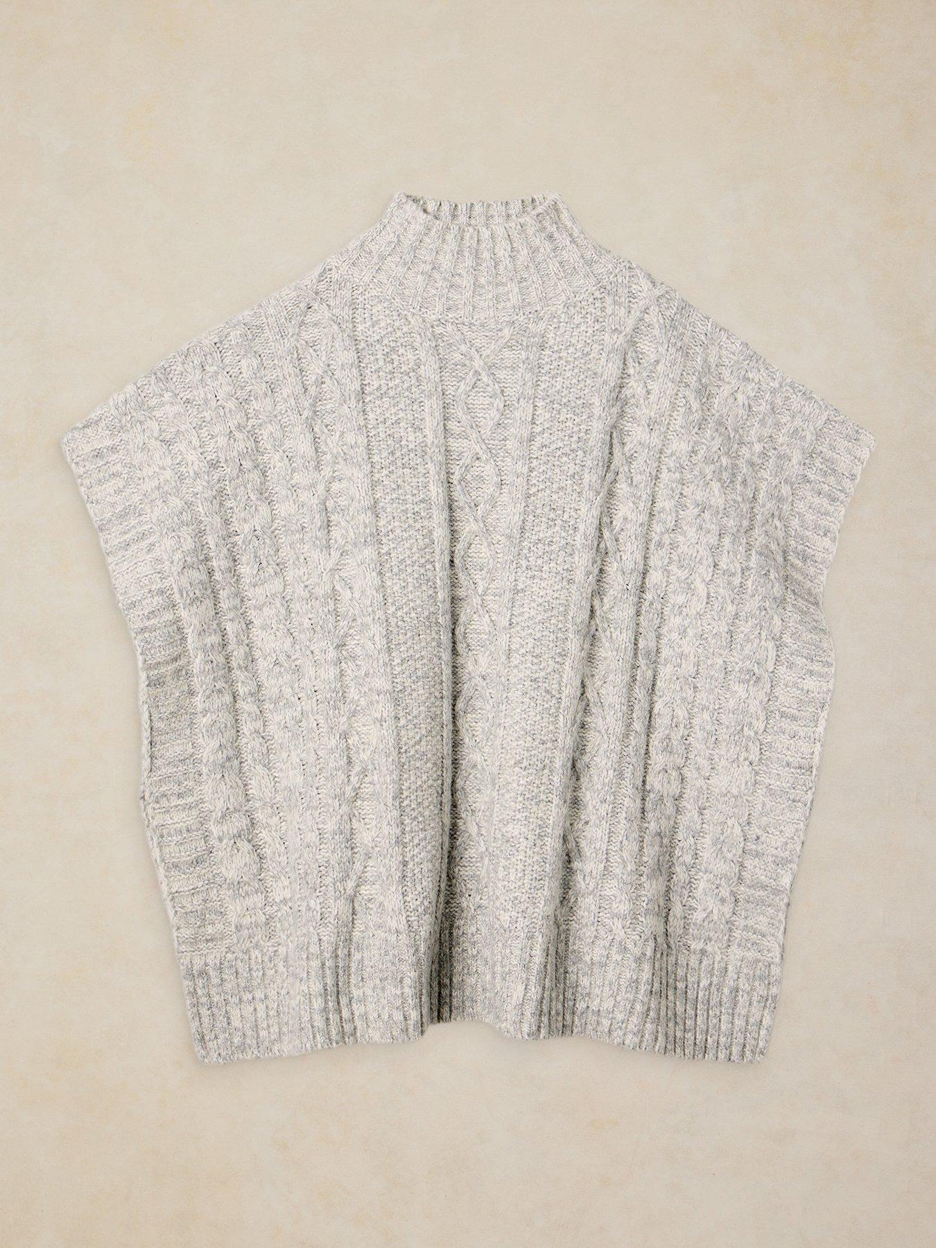Image 5 of 6 of White Stuff Cable Stitch Poncho - Grey