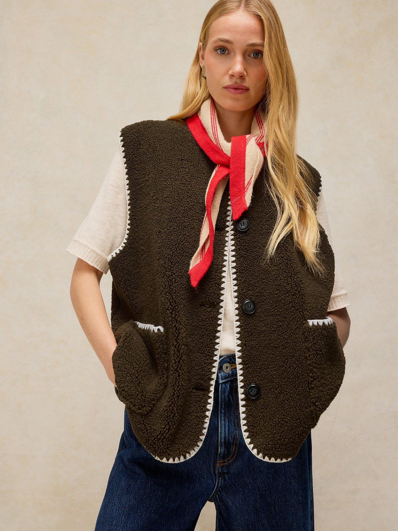 White Stuff Borg Stitch Detail Gilet - Green