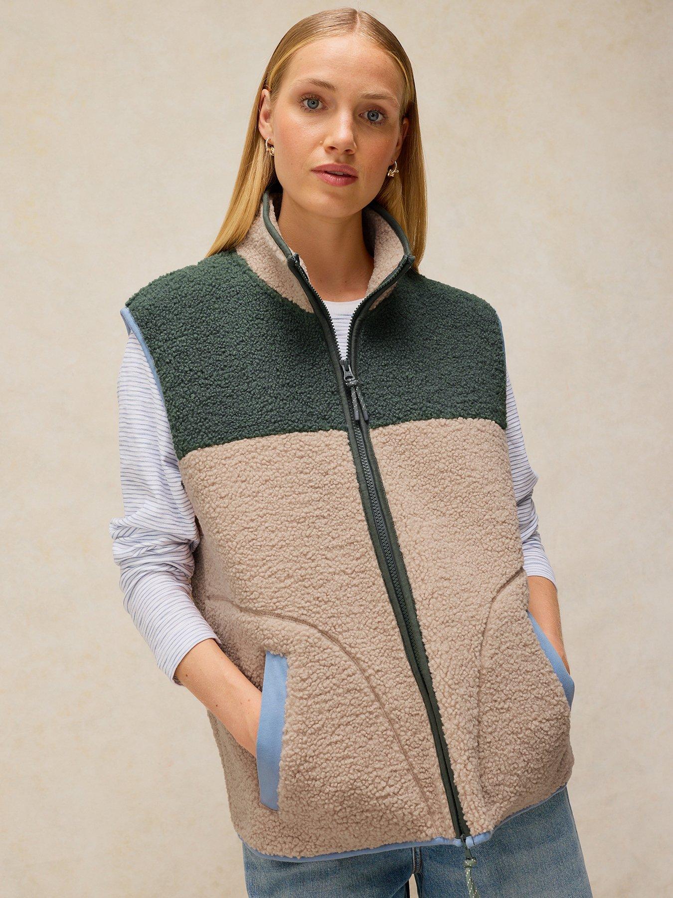 Image 1 of 6 of White Stuff Borg Zip Through Fleece Gilet - Cream