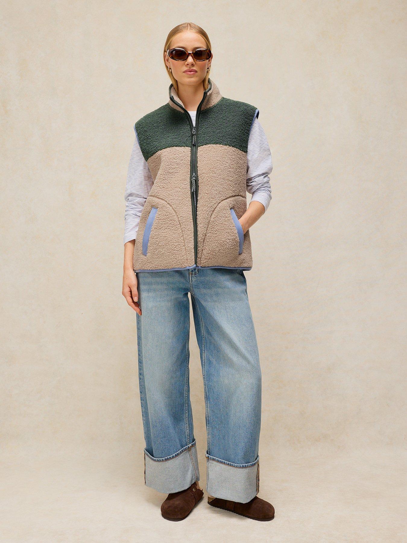 Image 3 of 6 of White Stuff Borg Zip Through Fleece Gilet - Cream