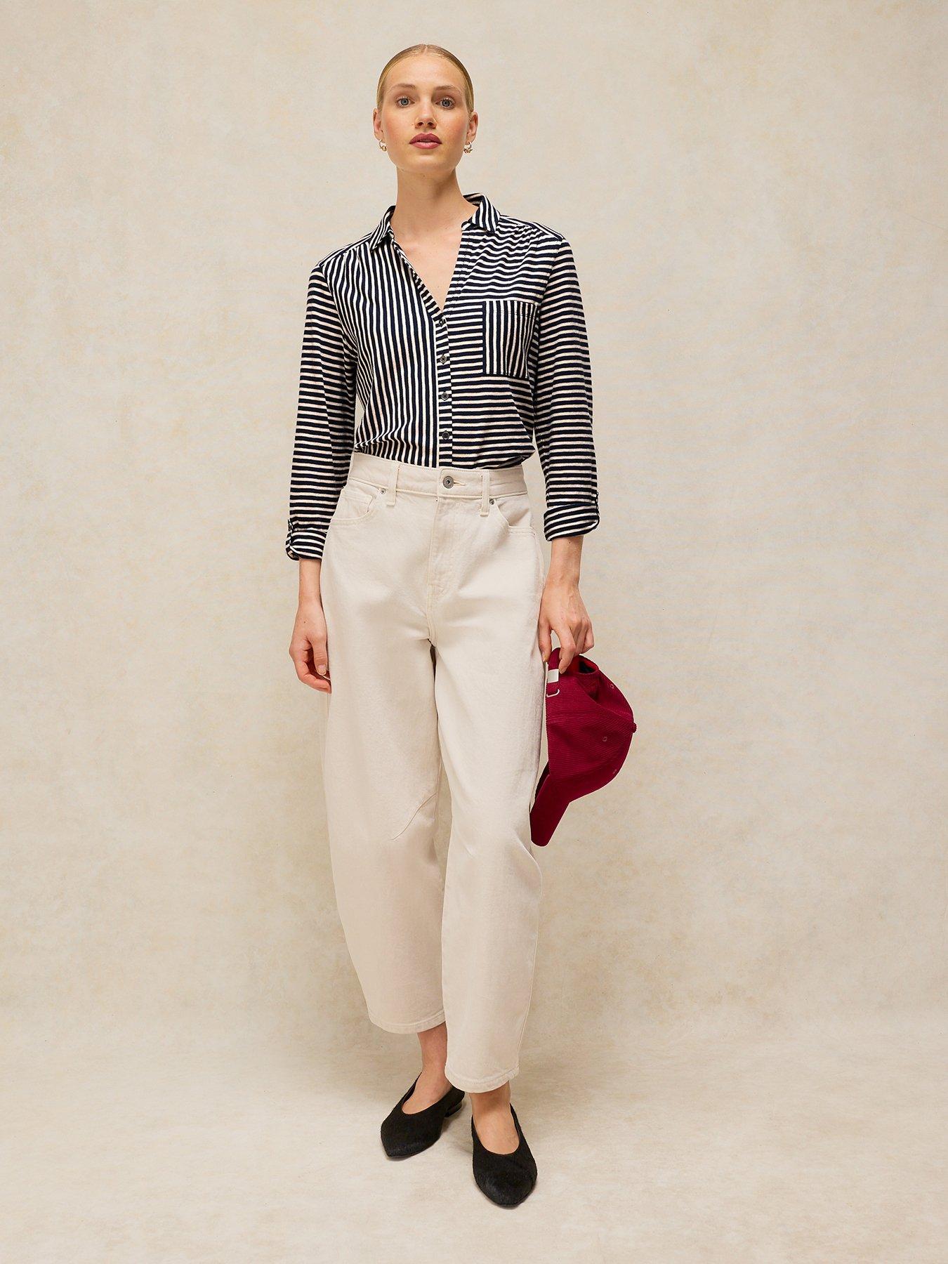 Image 3 of 6 of White Stuff Annie Stripe Jersey Shirt - Blue