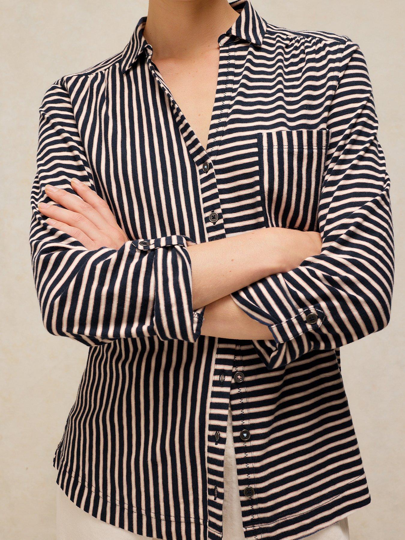 Image 4 of 6 of White Stuff Annie Stripe Jersey Shirt - Blue