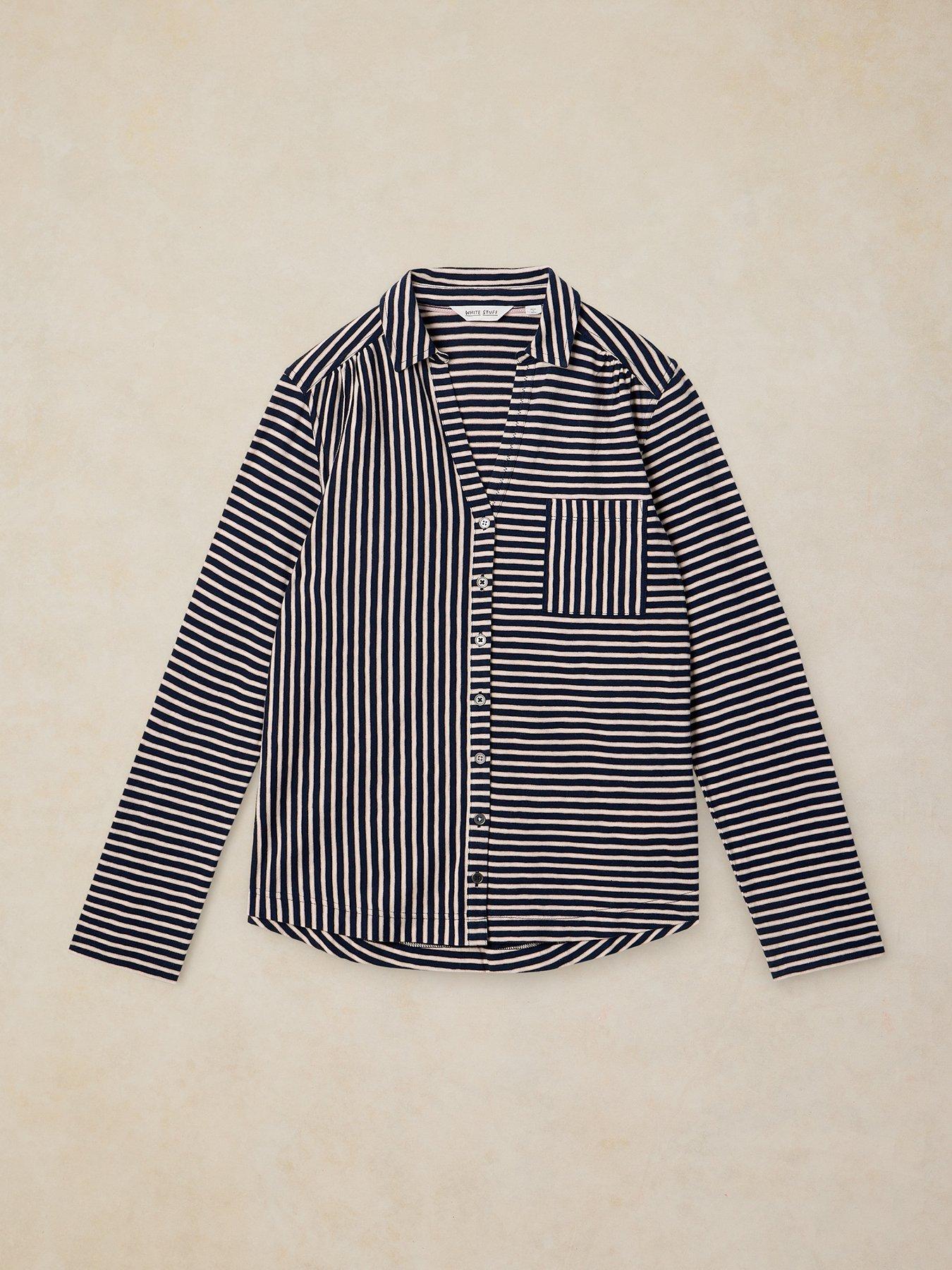 Image 5 of 6 of White Stuff Annie Stripe Jersey Shirt - Blue