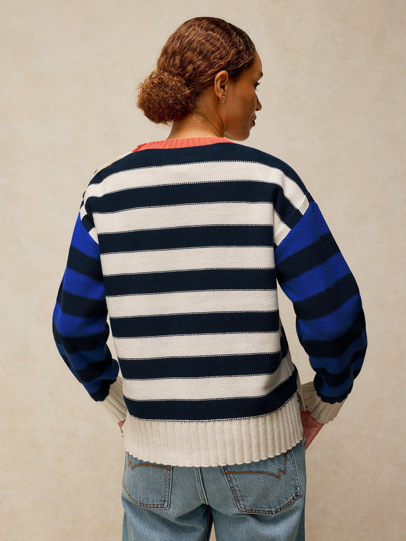 Image 2 of 5 of White Stuff Bea Button Detail Cotton Knitted Jumper - Multi