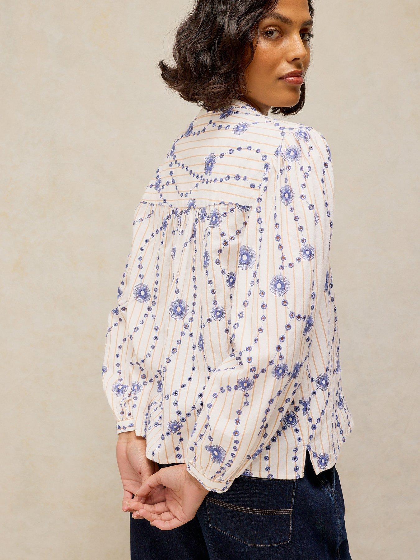 Image 2 of 6 of White Stuff Lana Embroidered Top - Cream