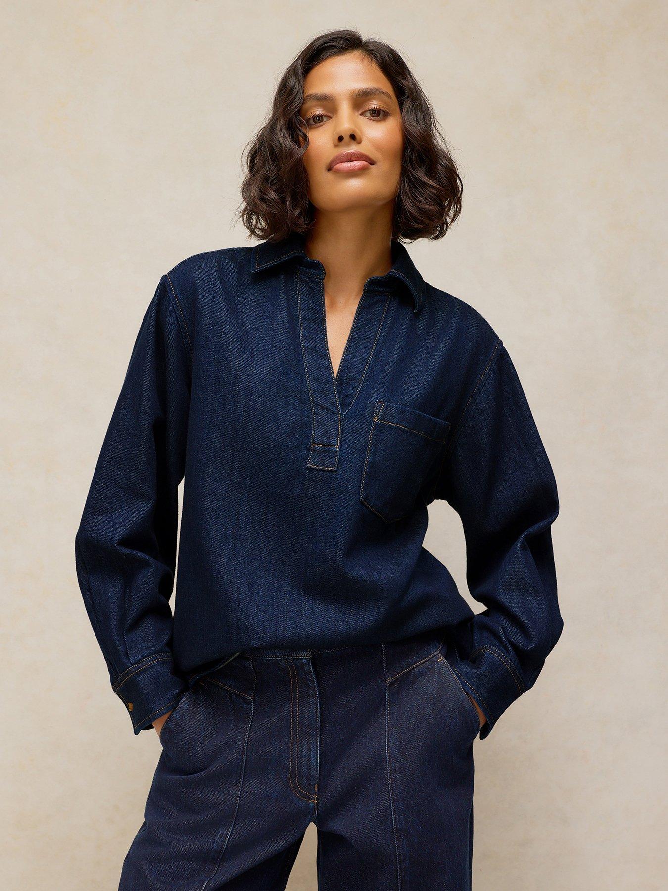 White Stuff Sage Longline Denim Tunic - Blue