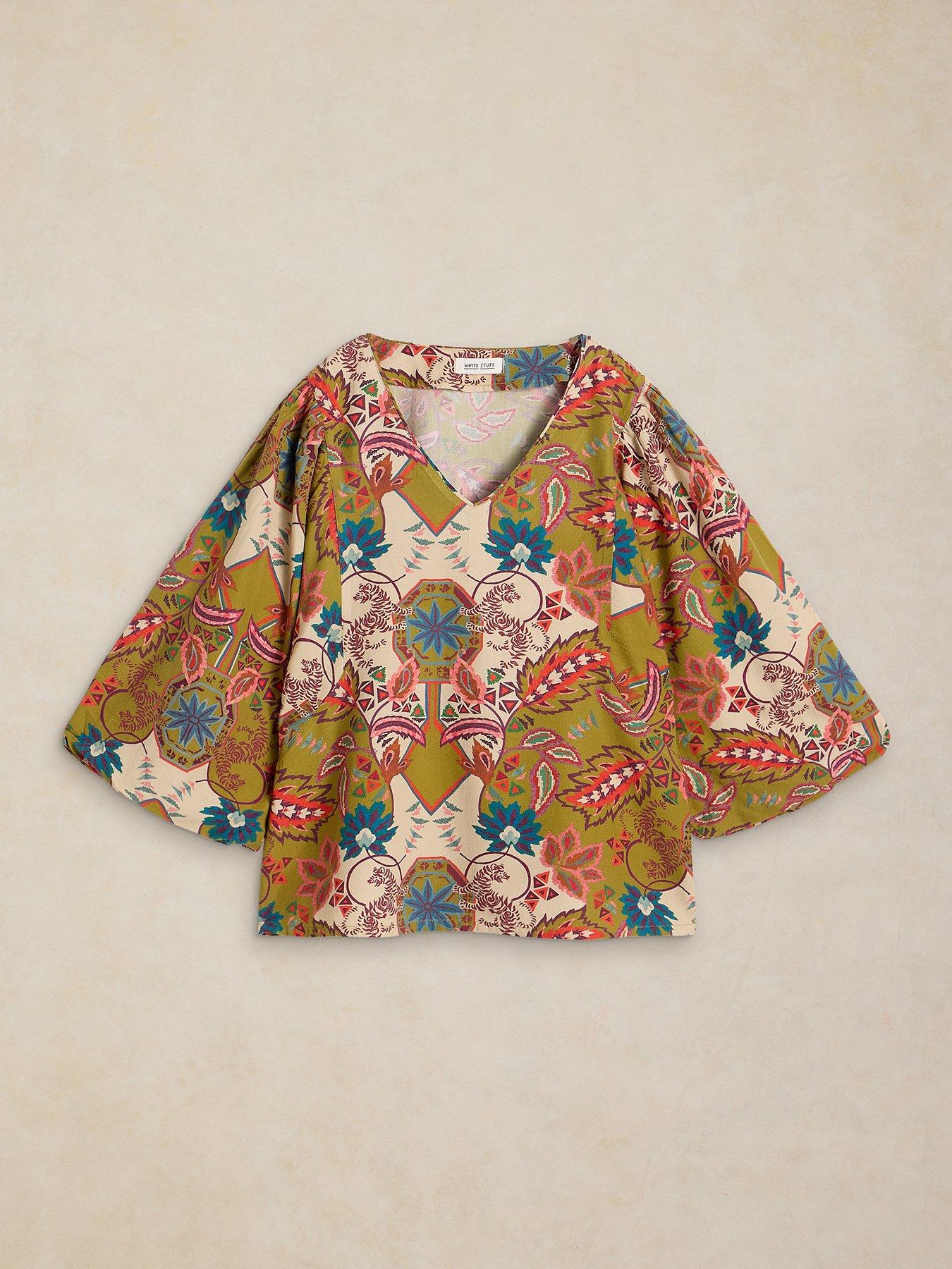 Image 5 of 5 of White Stuff Matilda Printed V-Neck Long Sleeve Top - Multi