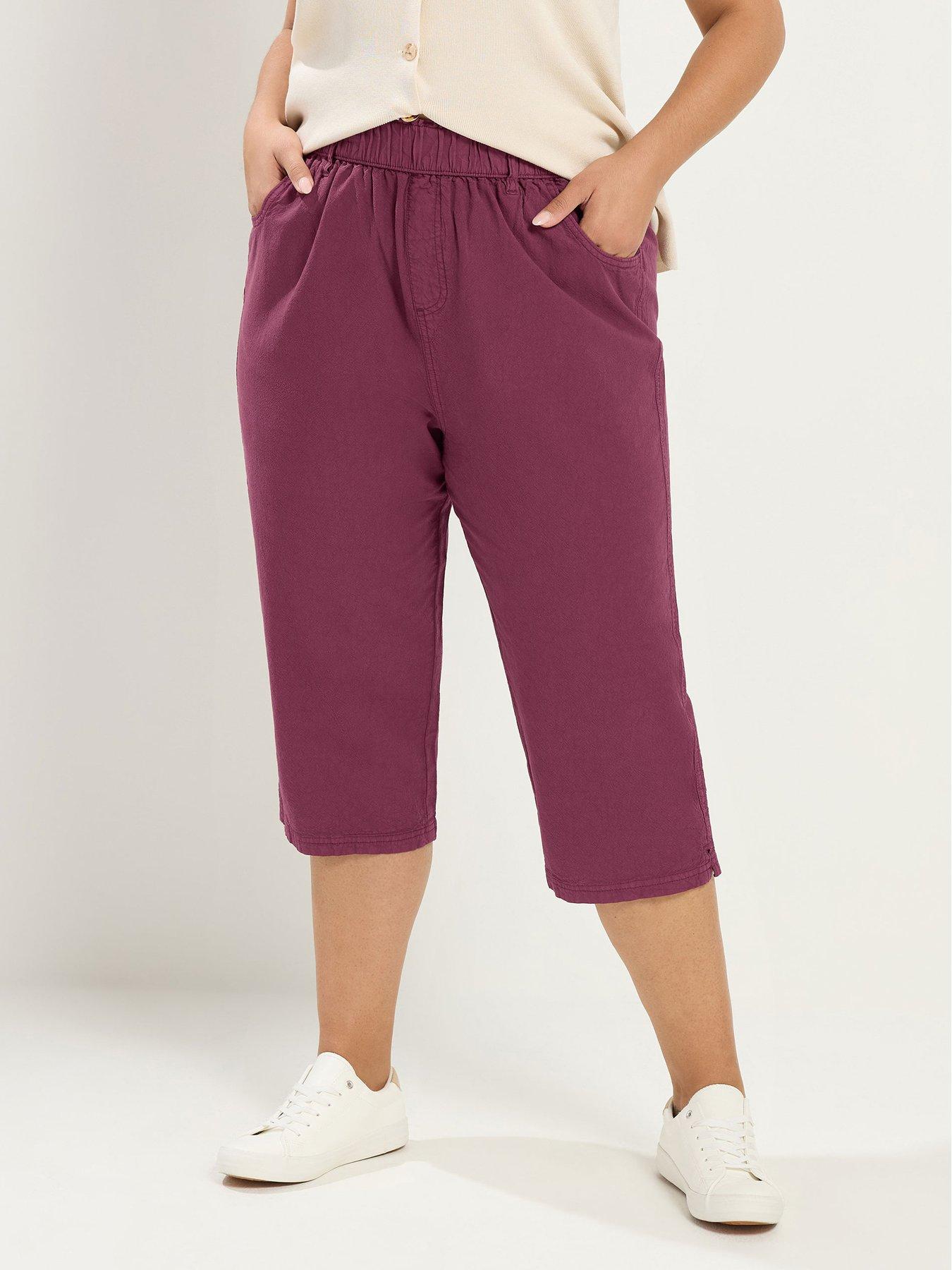 Yours Curve Cropped Trousers - Red