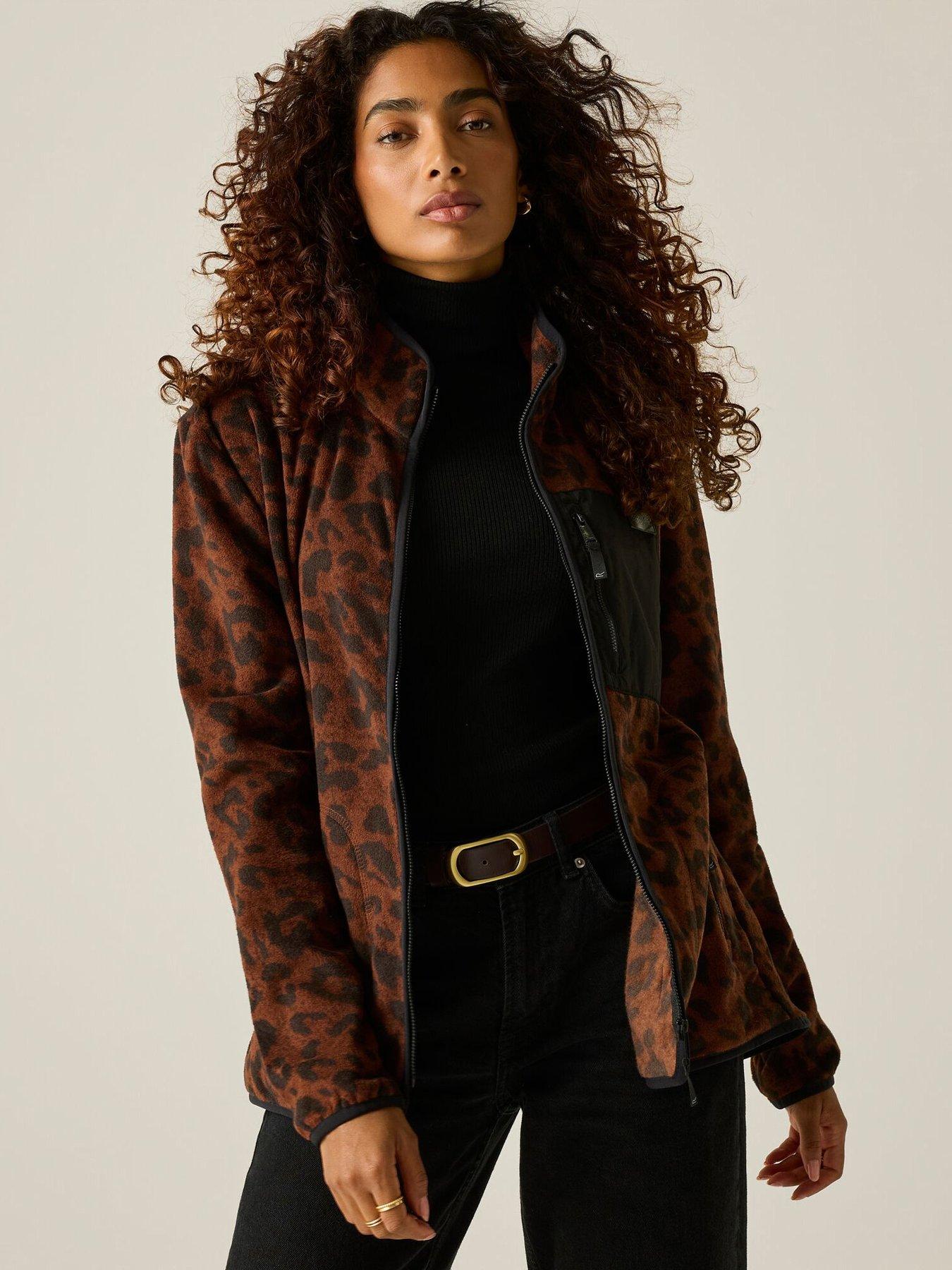 Image 1 of 7 of Regatta Ladies Women's Frankie Full Zip Fleece-textured Dark Leopard