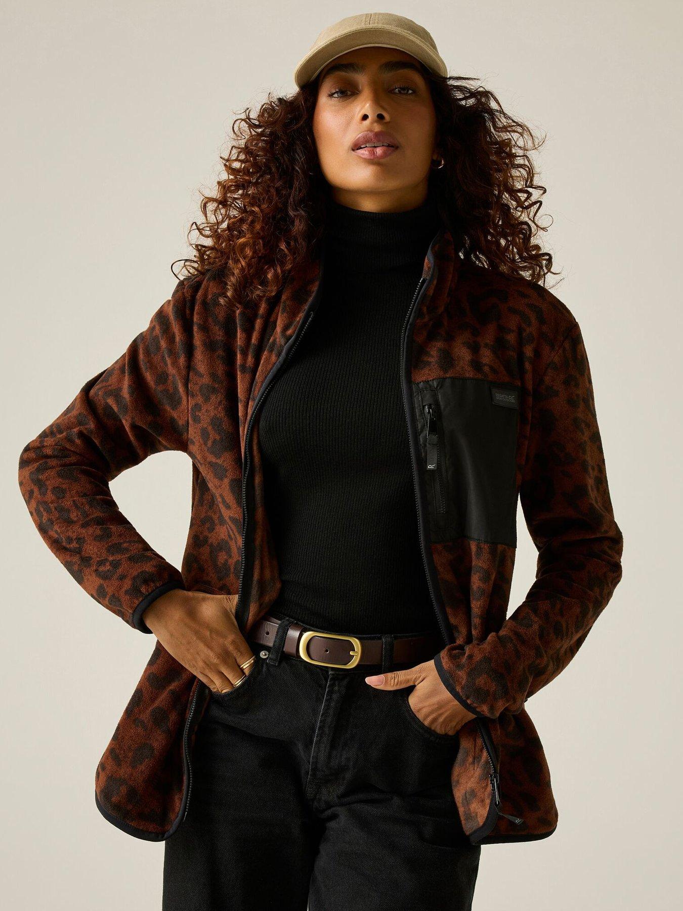 Image 2 of 7 of Regatta Ladies Women's Frankie Full Zip Fleece-textured Dark Leopard