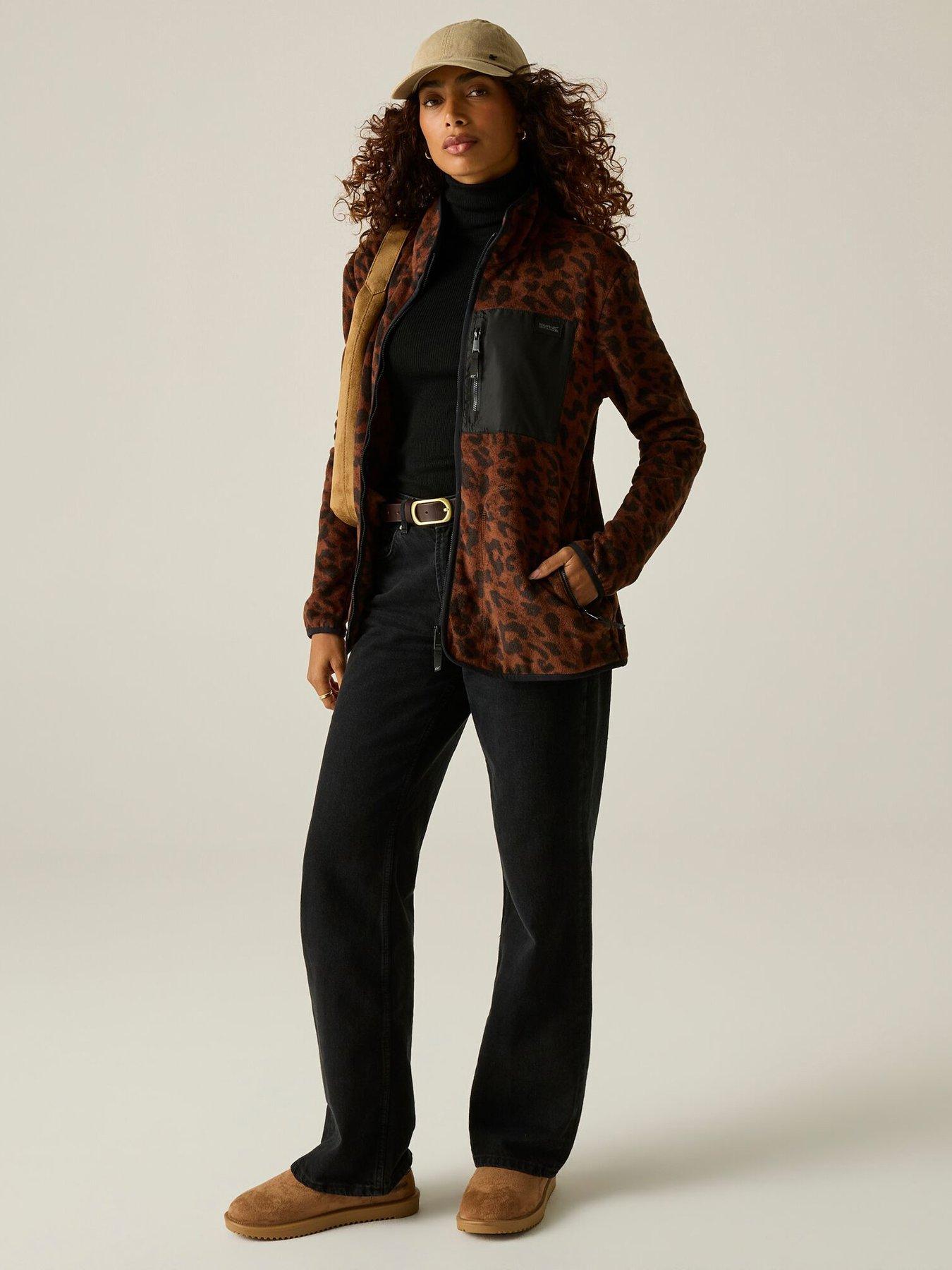 Image 4 of 7 of Regatta Ladies Women's Frankie Full Zip Fleece-textured Dark Leopard