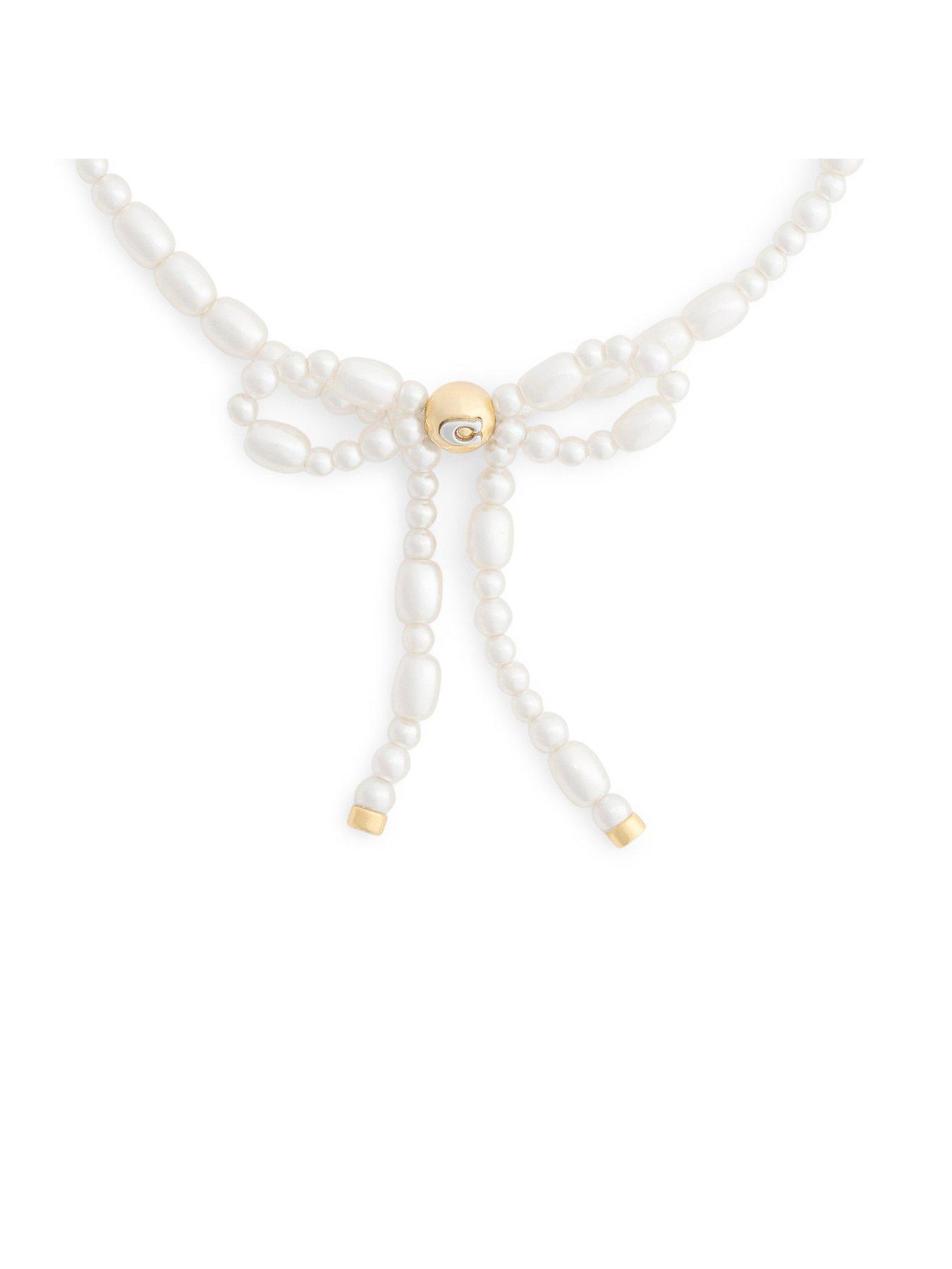Image 3 of 3 of COACH Pearl Bow Flex Bracelet - Gold