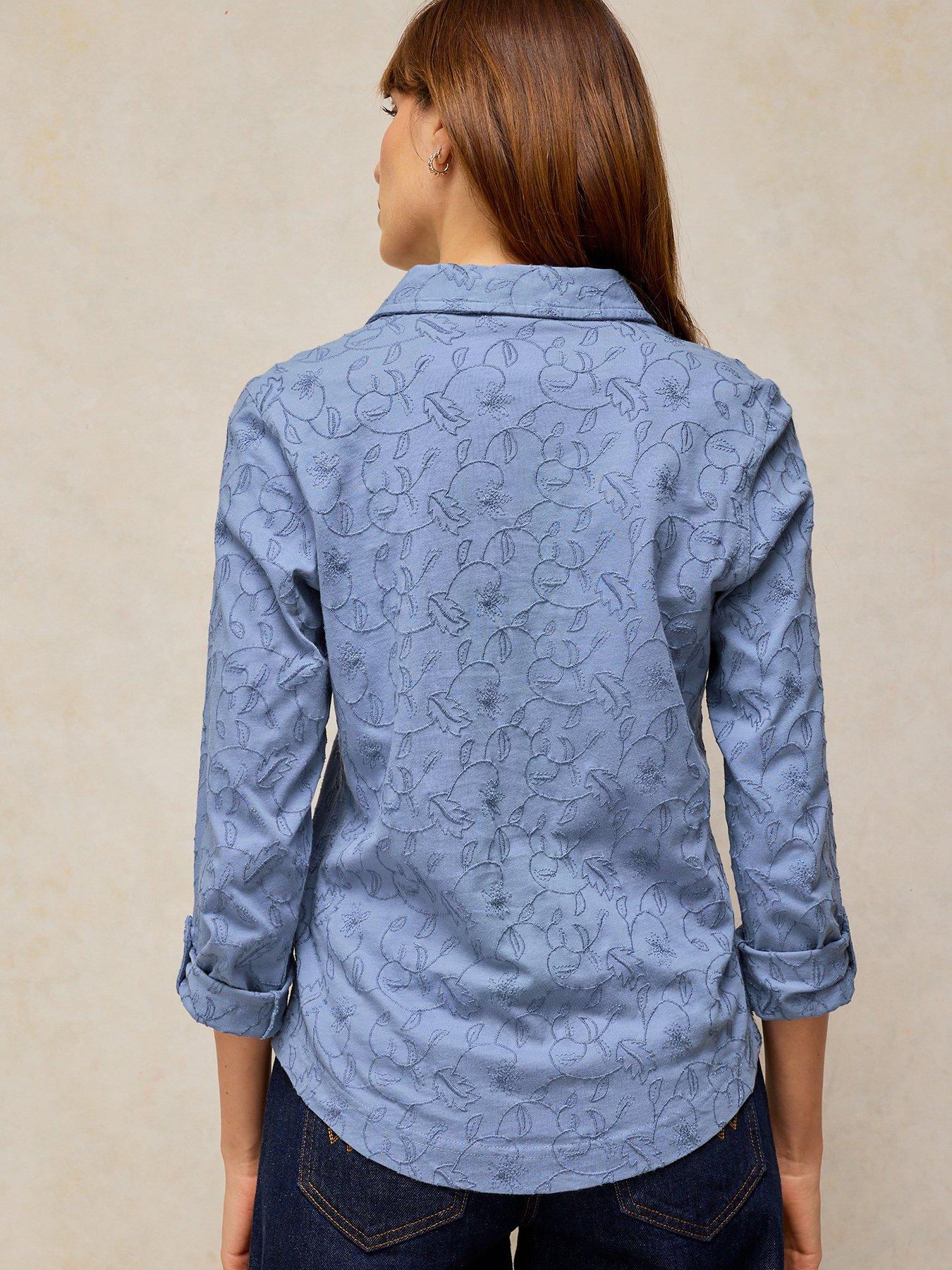 Image 2 of 5 of White Stuff Annie Embroidered Shirt - Blue